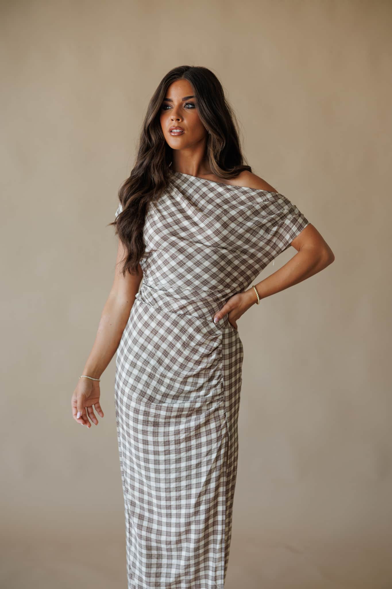 Espresso Gingham Maxi Dress