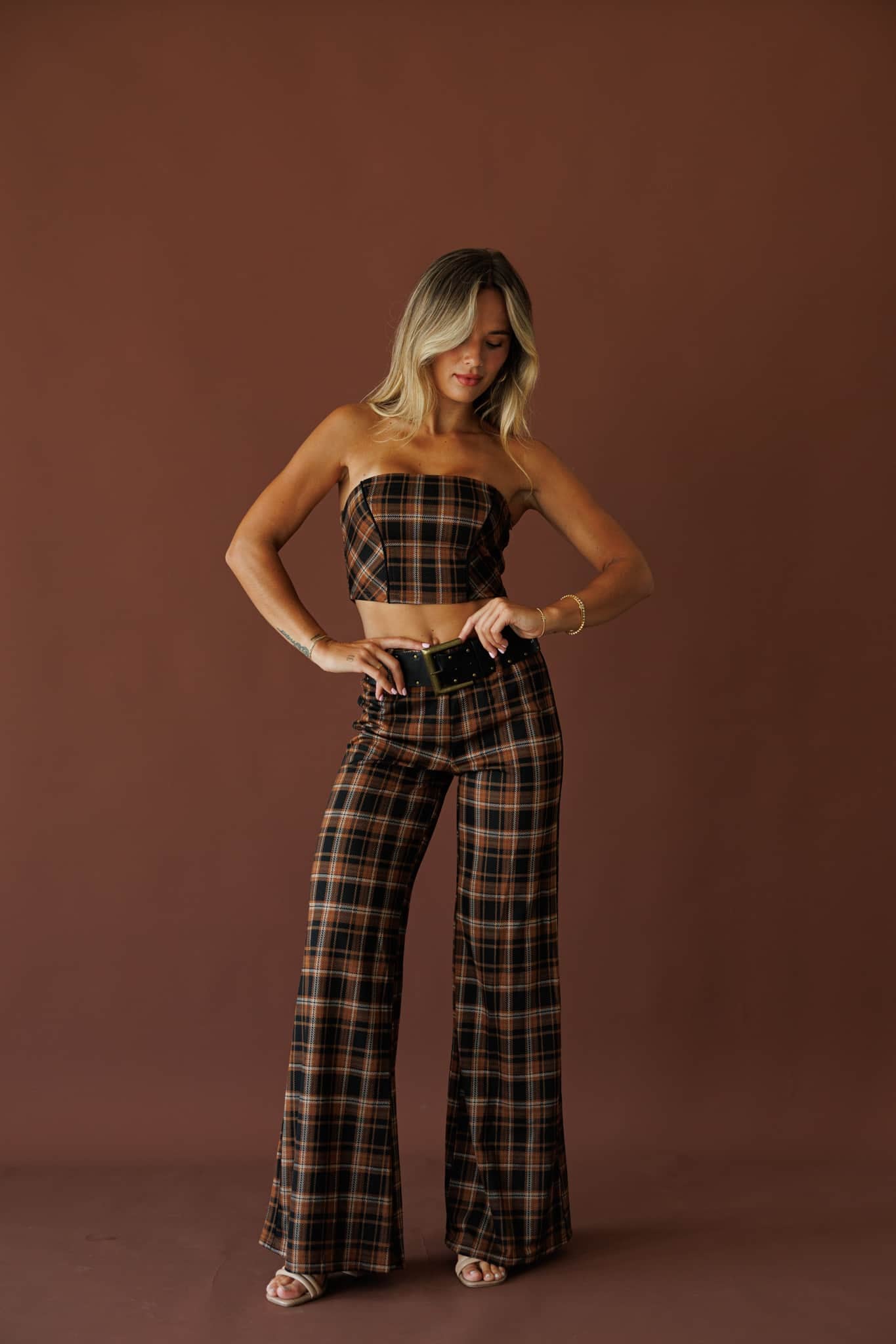 Runaway West Plaid Belted Pants