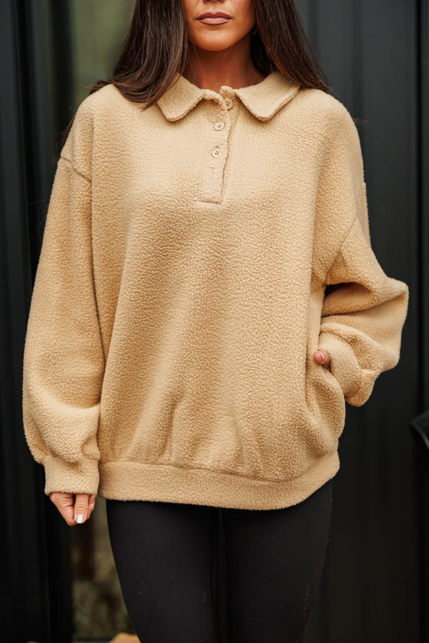 Teddy Polo Fleece Sweatshirt