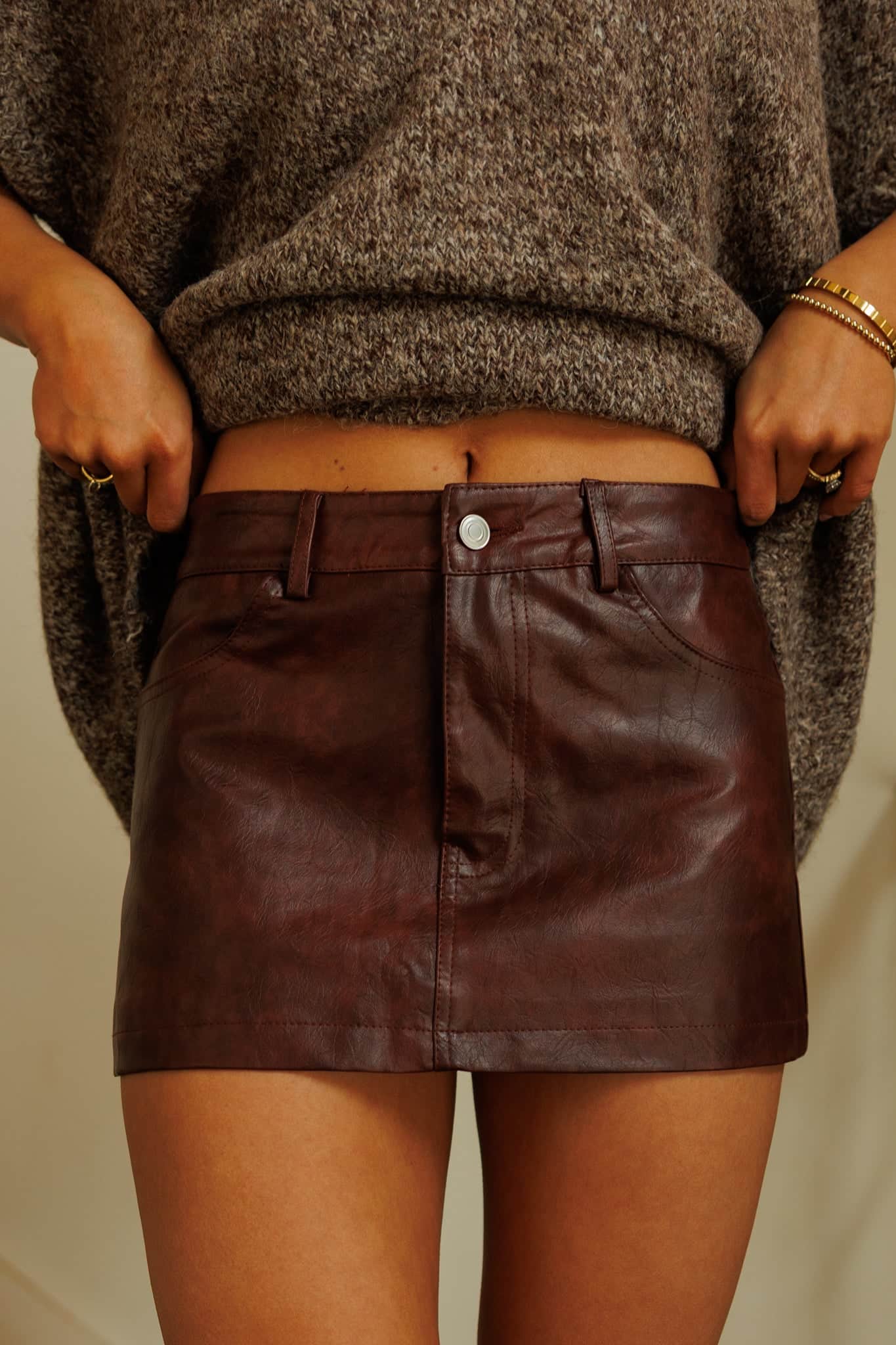Out Late Leather Mini Skirt