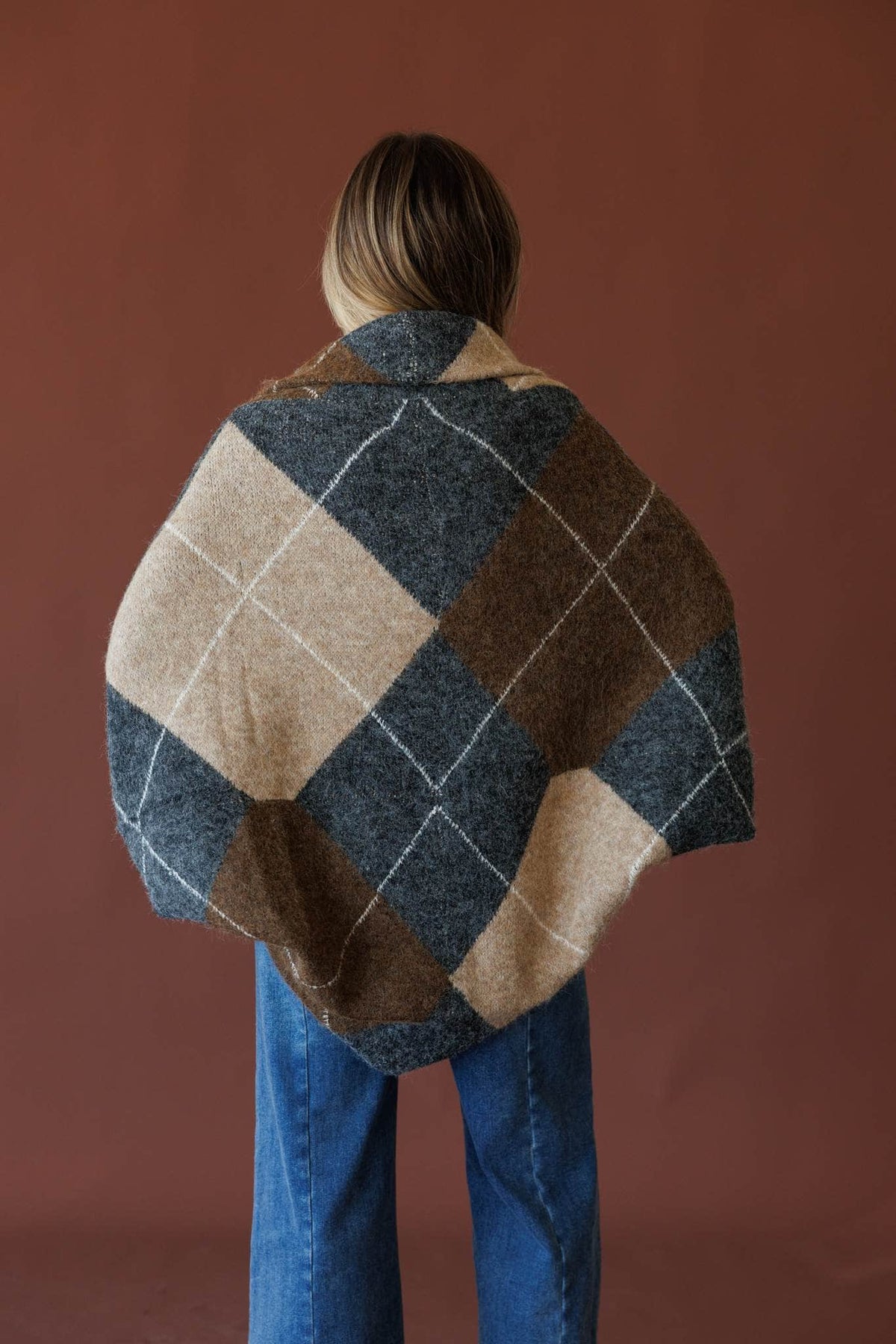 Charcoal argyle cardigan and tube top set