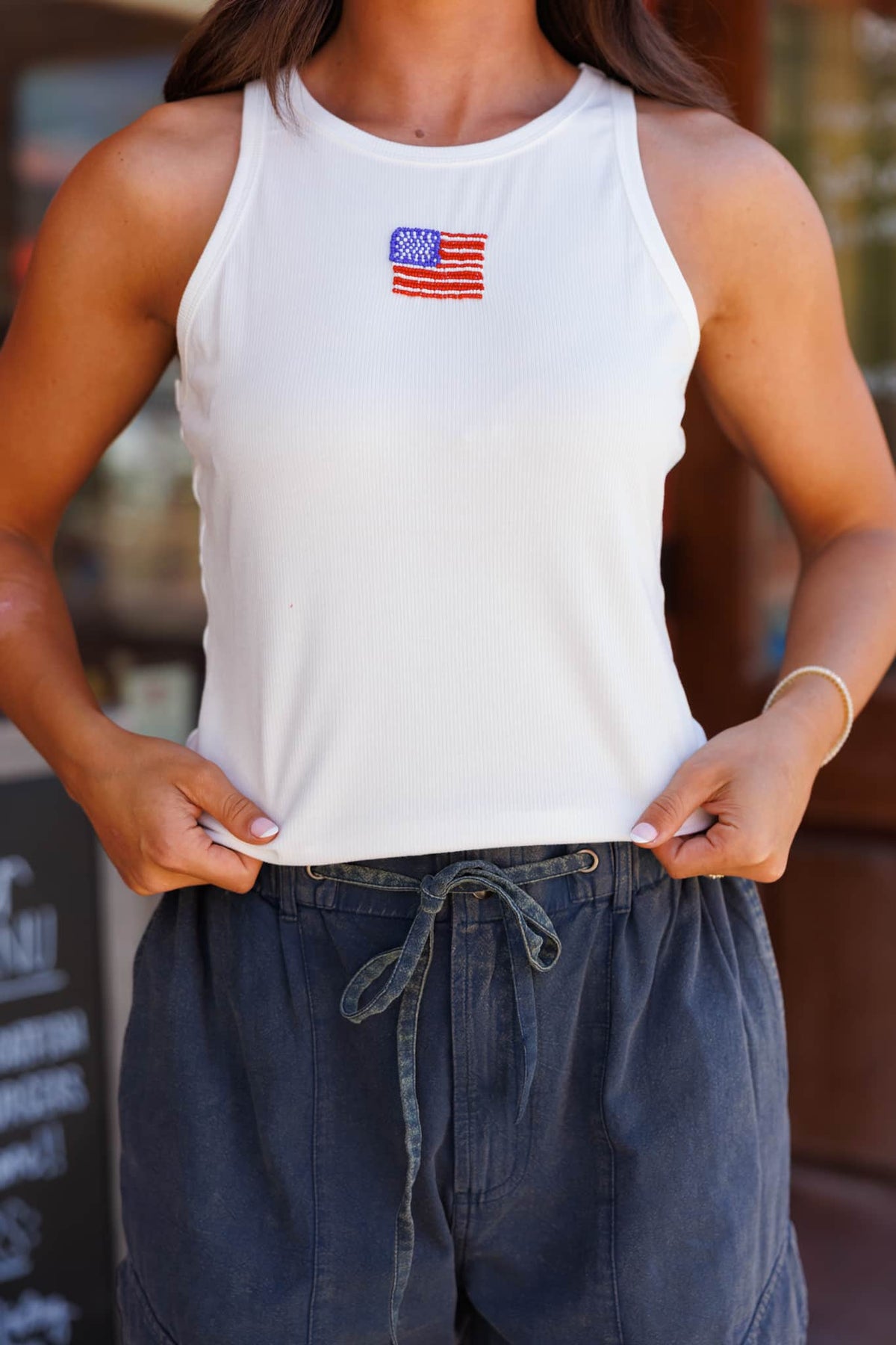 Beaded American Flag Tank