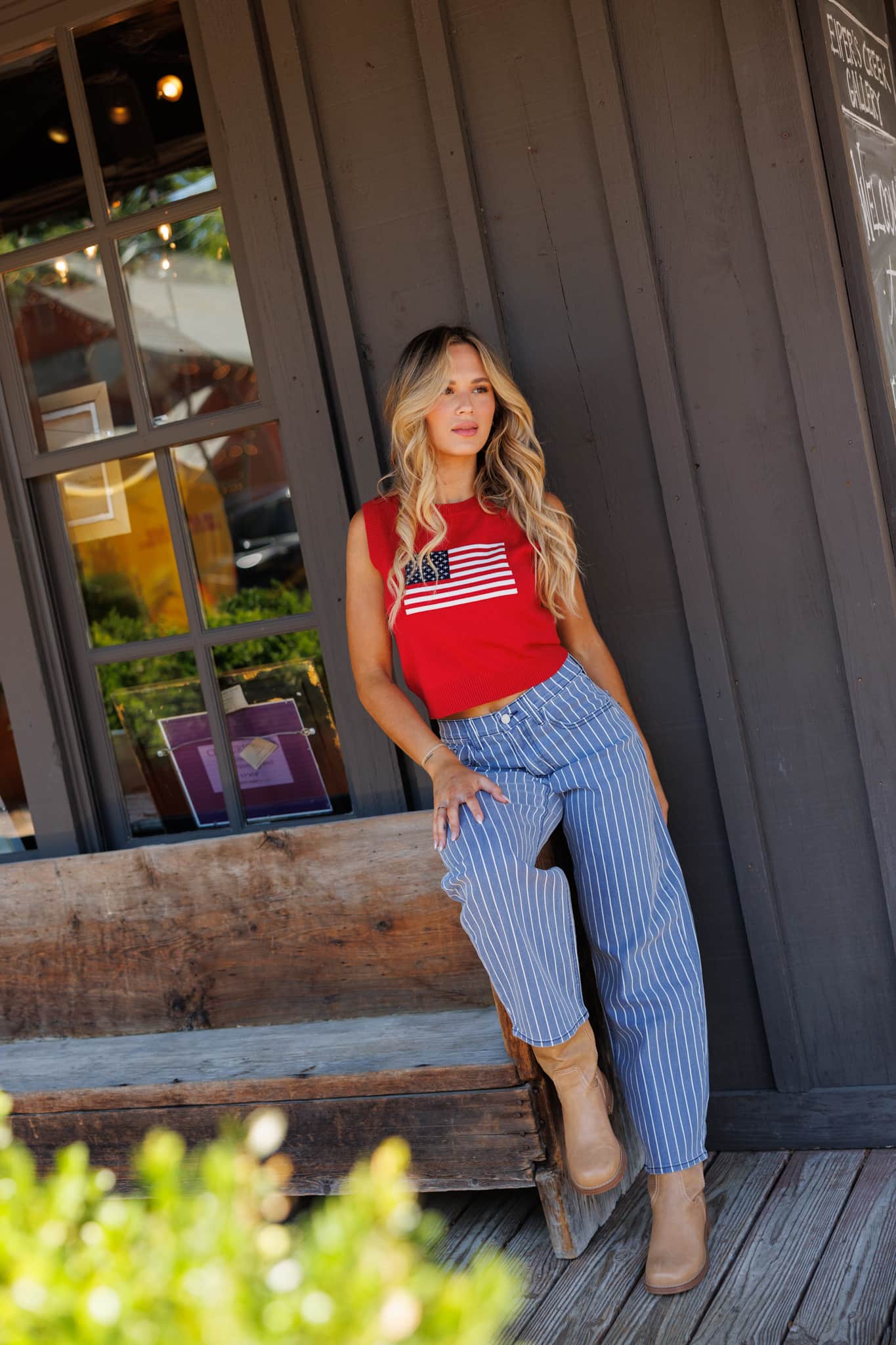 Just Black Striped Barrel Jean
