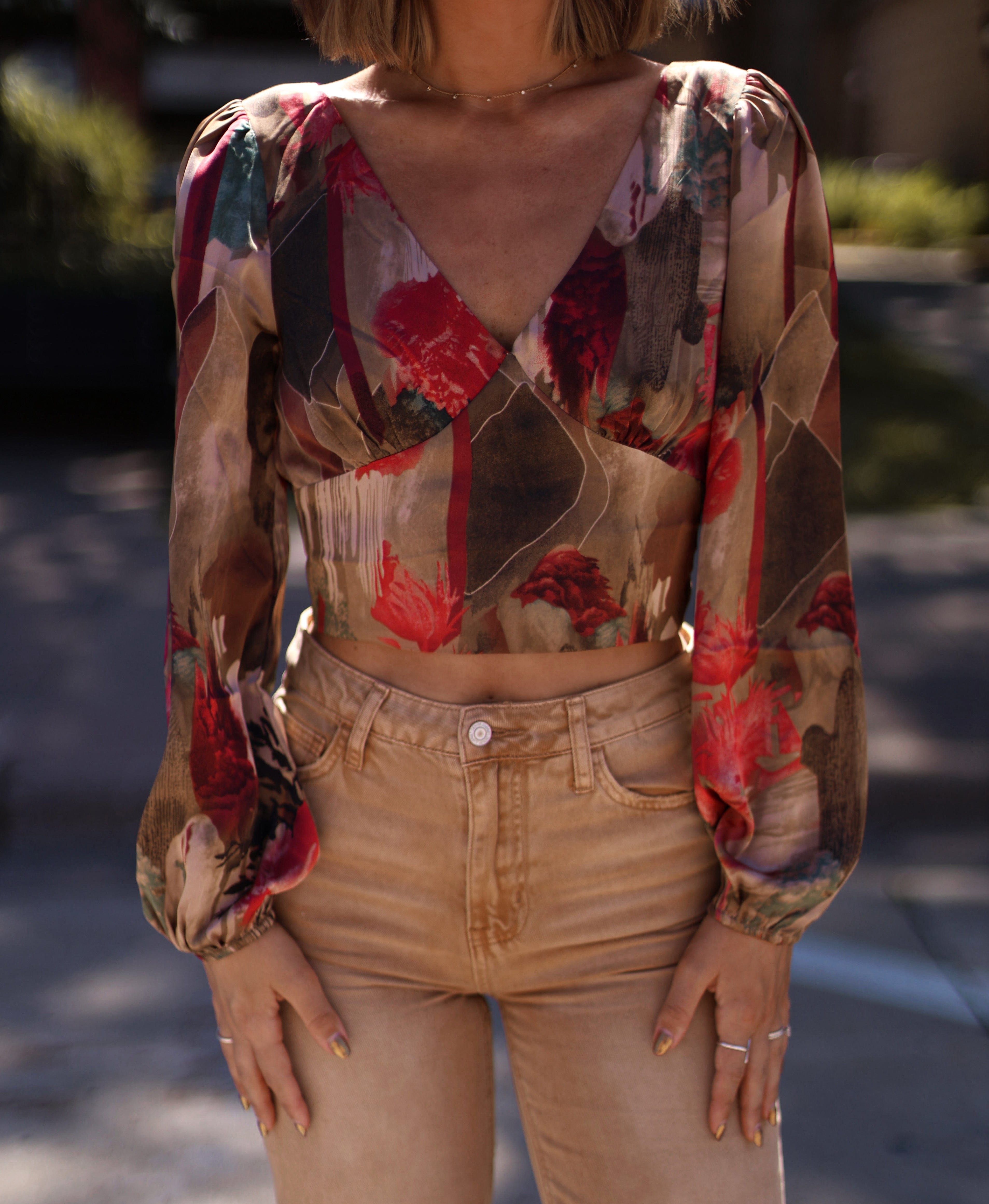Brown Crop Flare Denim Vervet
