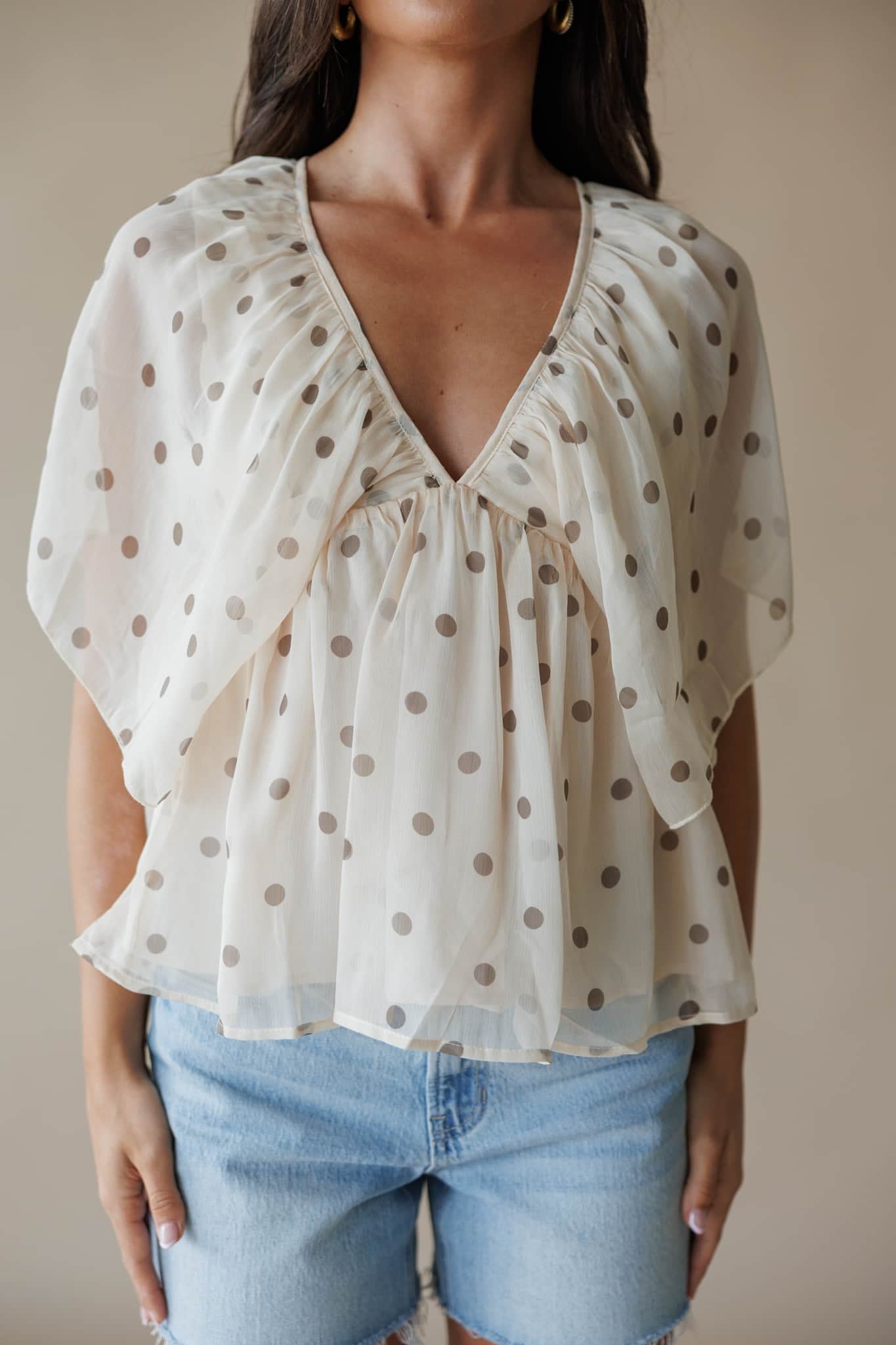 Polka Dot Ruffle Blouse