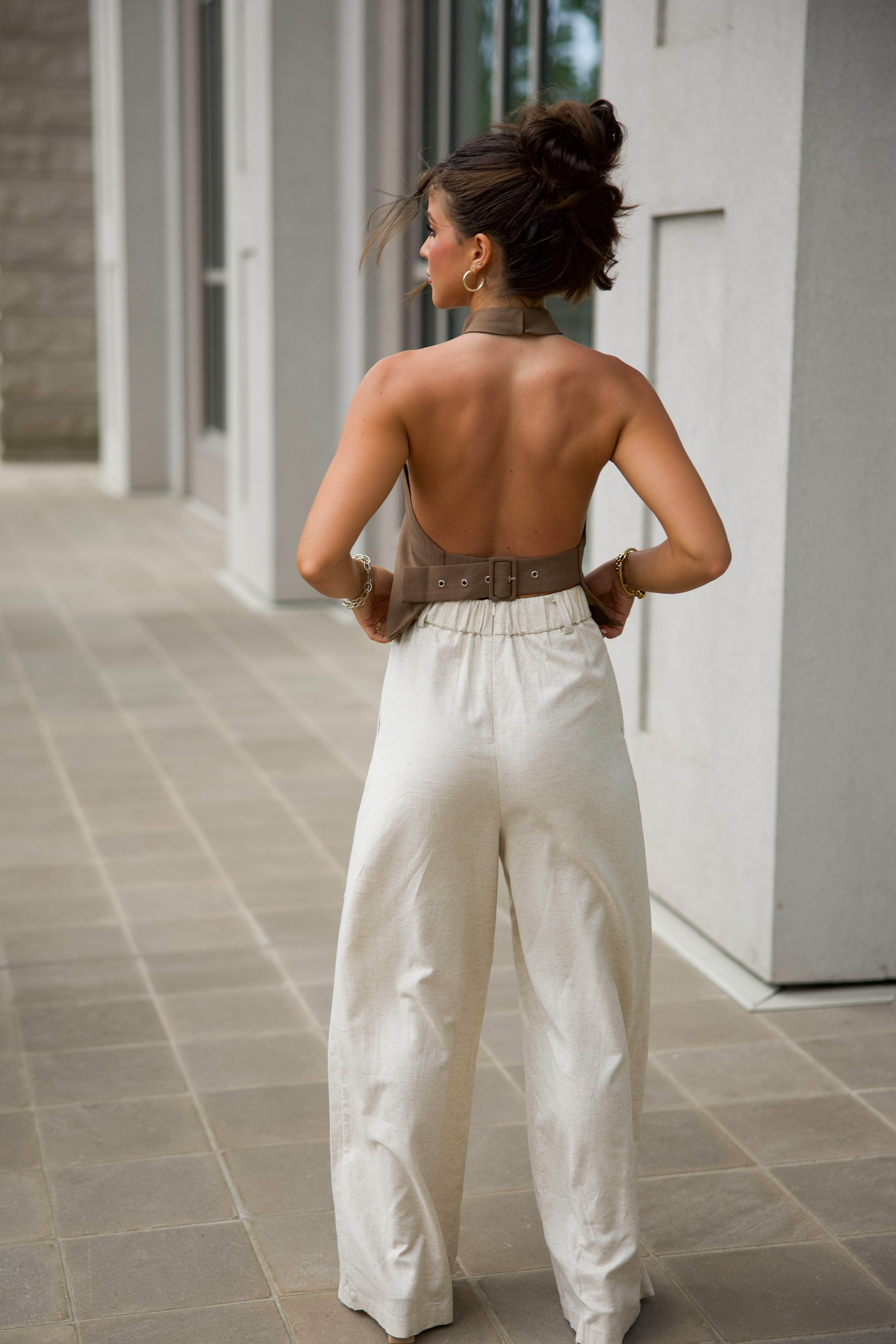Business In The Front Halter Top