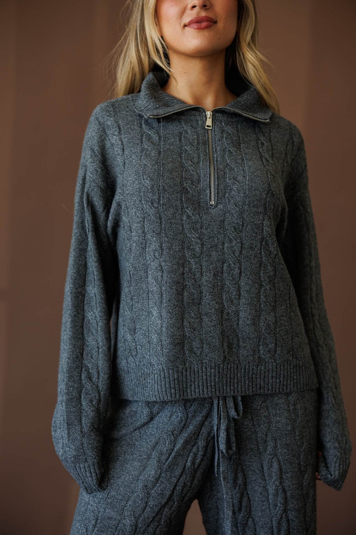 Plaid half zip pullover