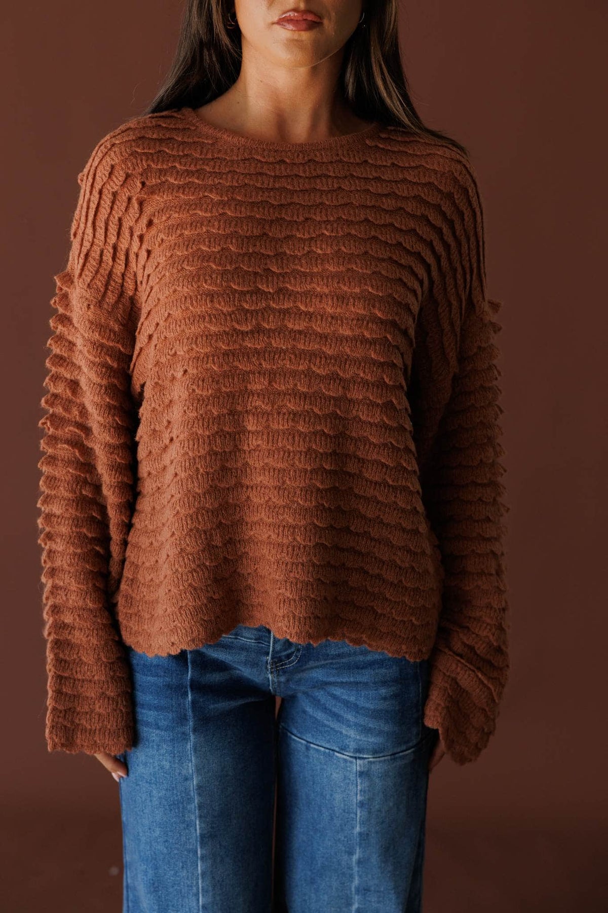 Copper textured knit sweater
