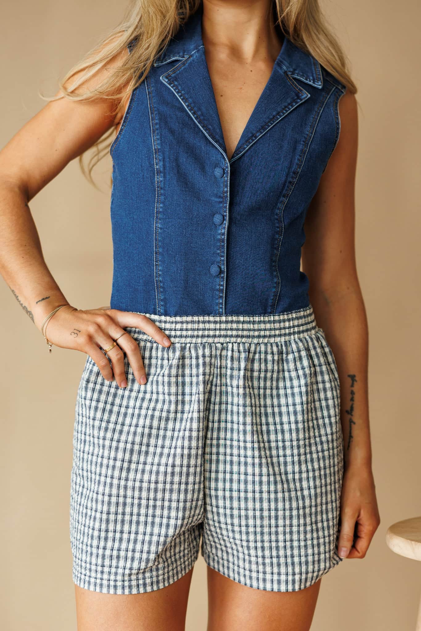Denim Vest Bodysuit