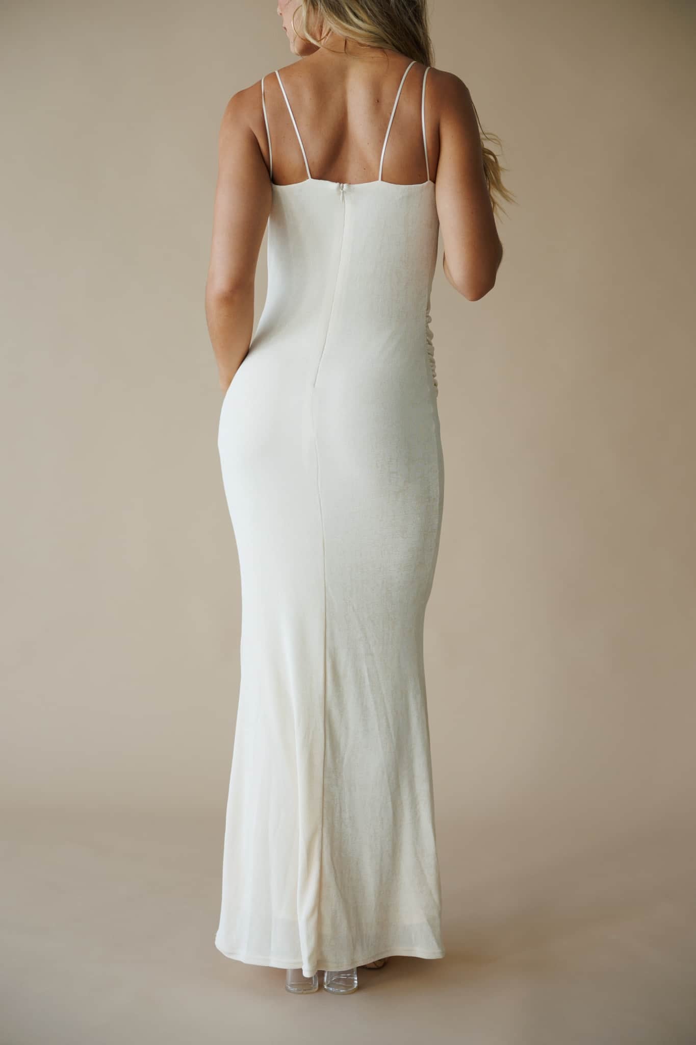 Cream Seashell Trim Maxi Dress