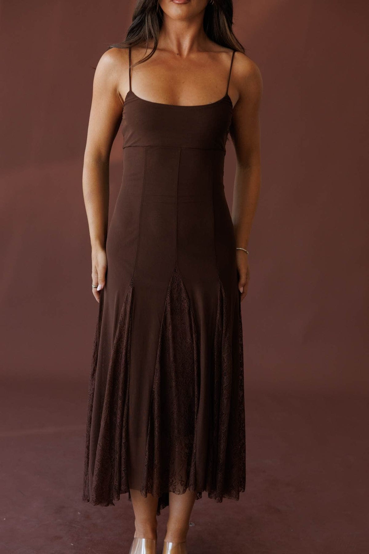 Brown midi dress
