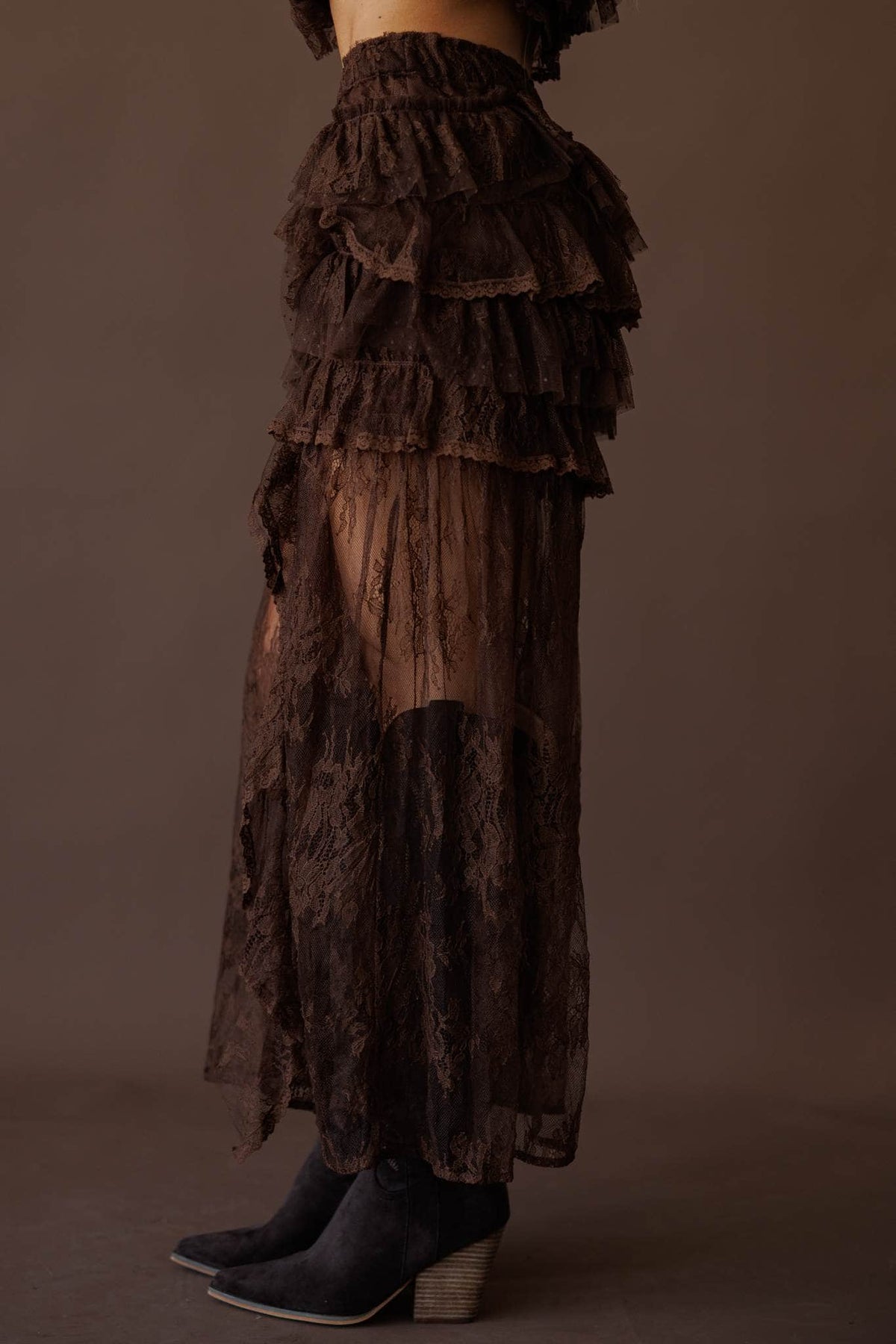 Brown knit maxi skirt