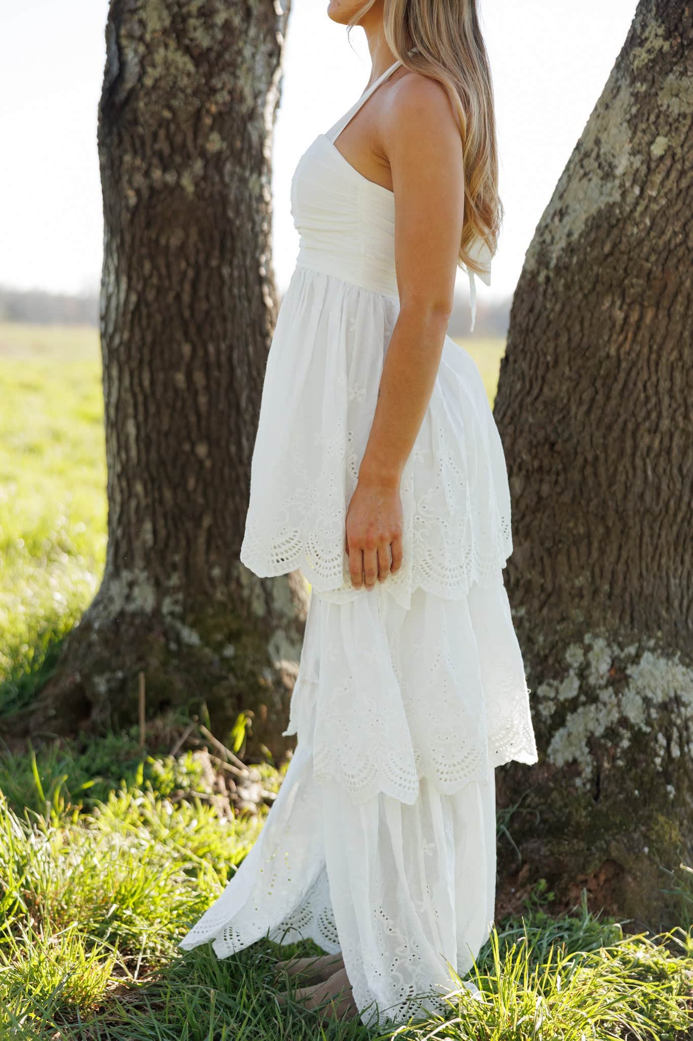 Eyelet High Low Maxi Dress