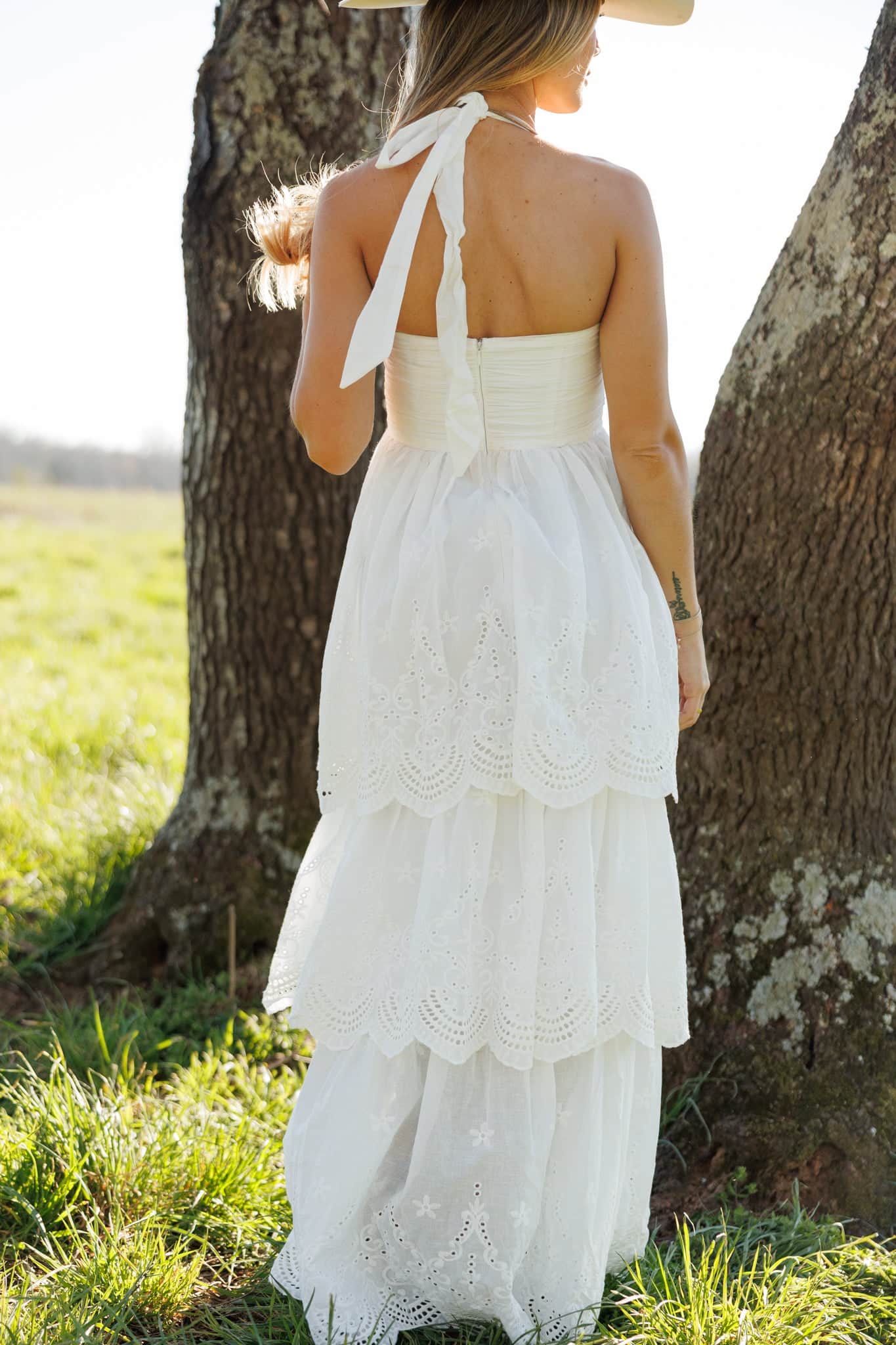 Eyelet High Low Maxi Dress