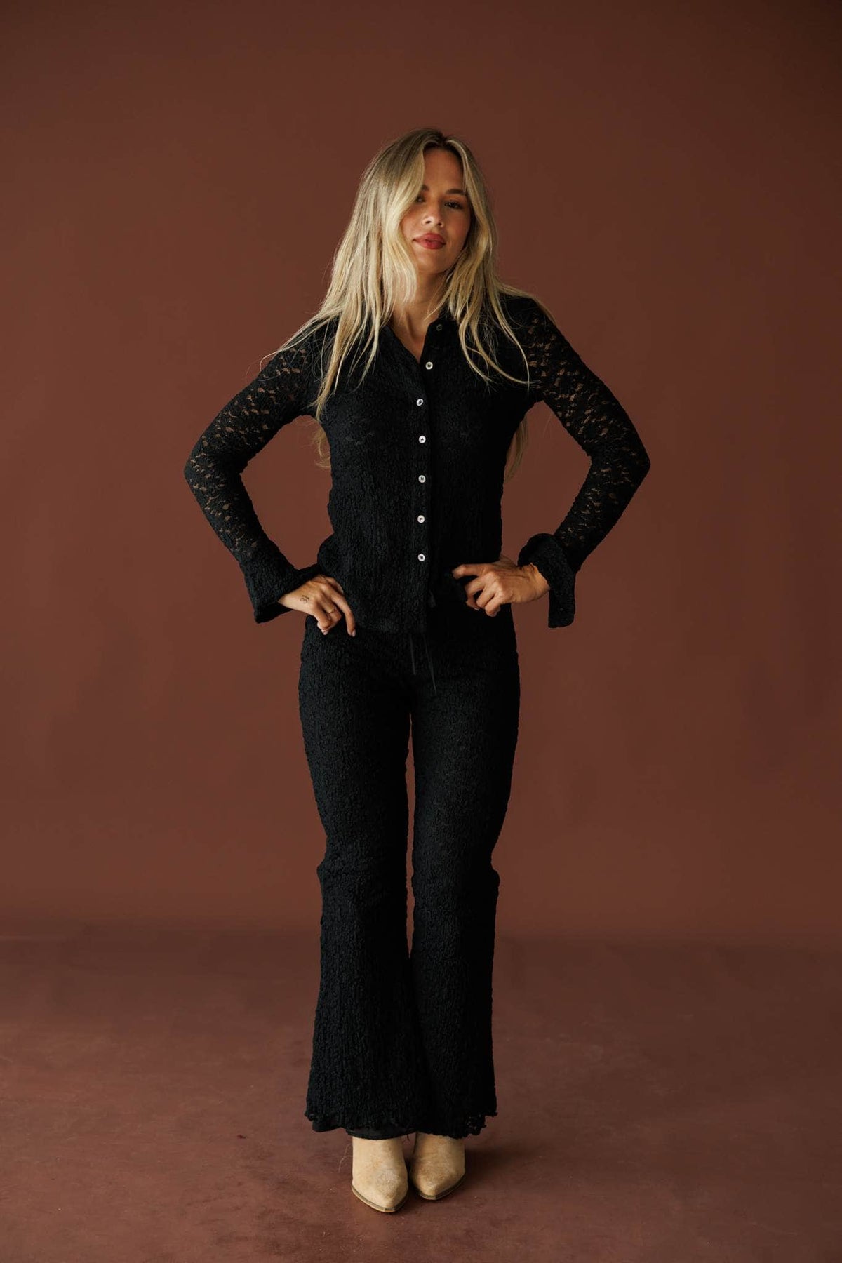 Floral Lace Flared Pants