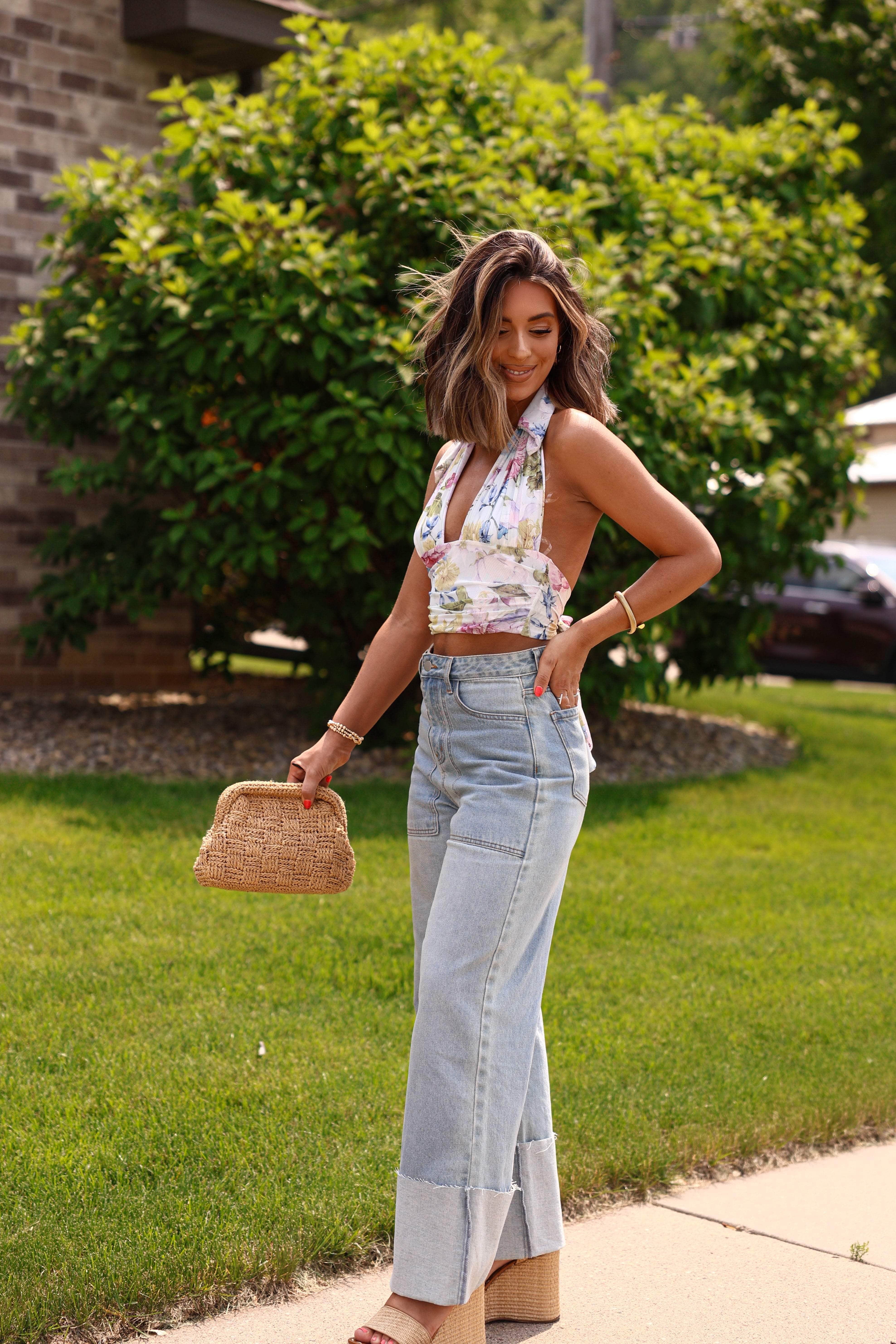 Folded Wide Leg Denim