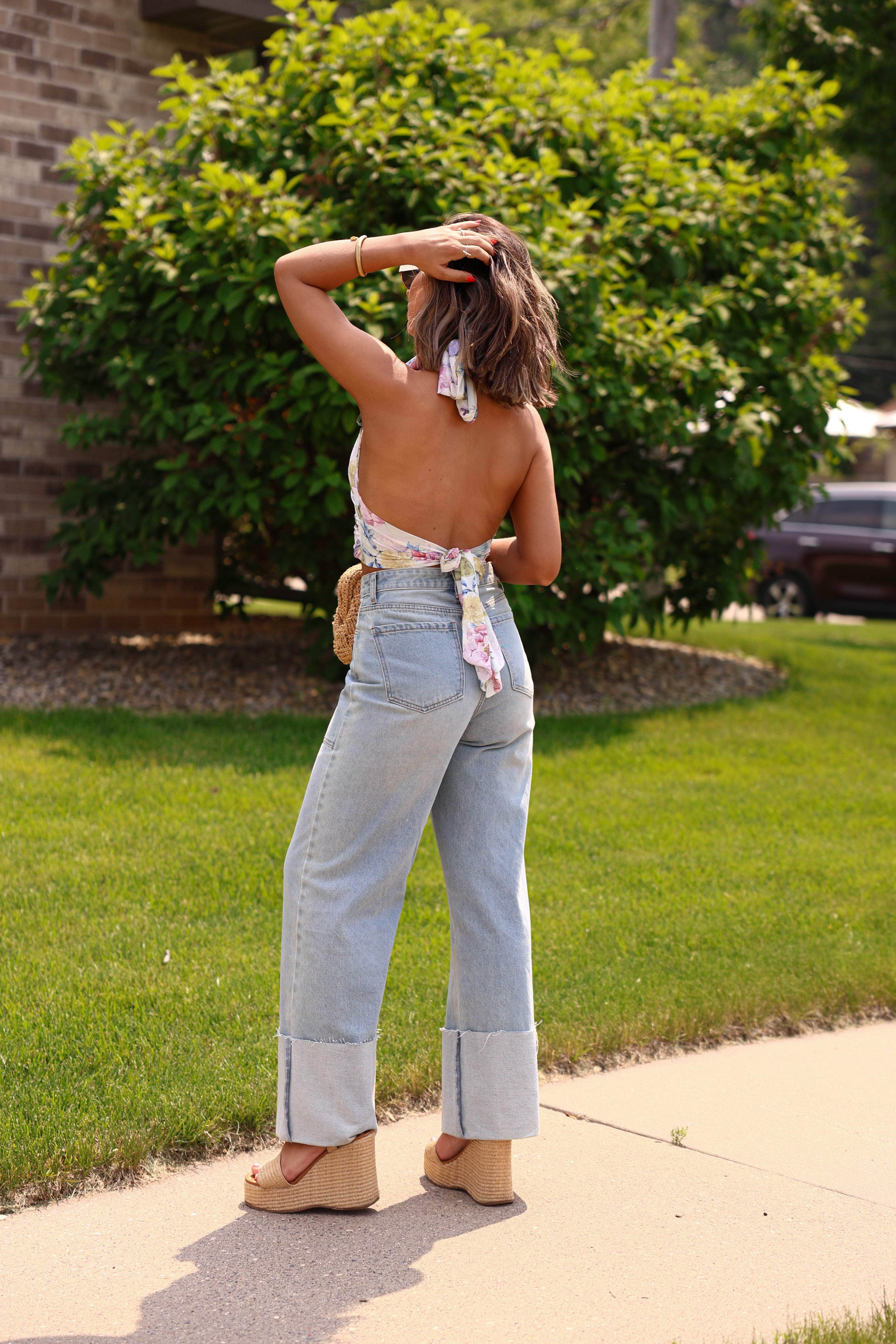 Folded Wide Leg Denim