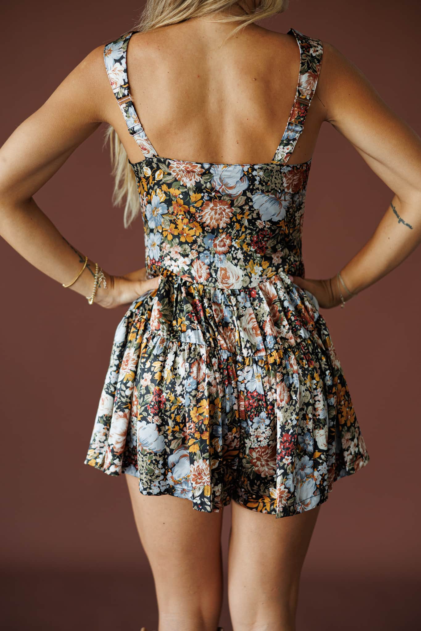 Flower Cart Satin Romper