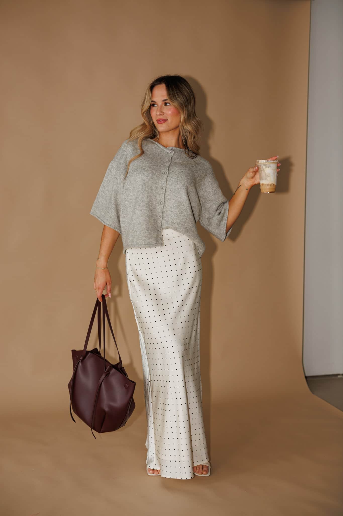 Polka Dot Satin Skirt