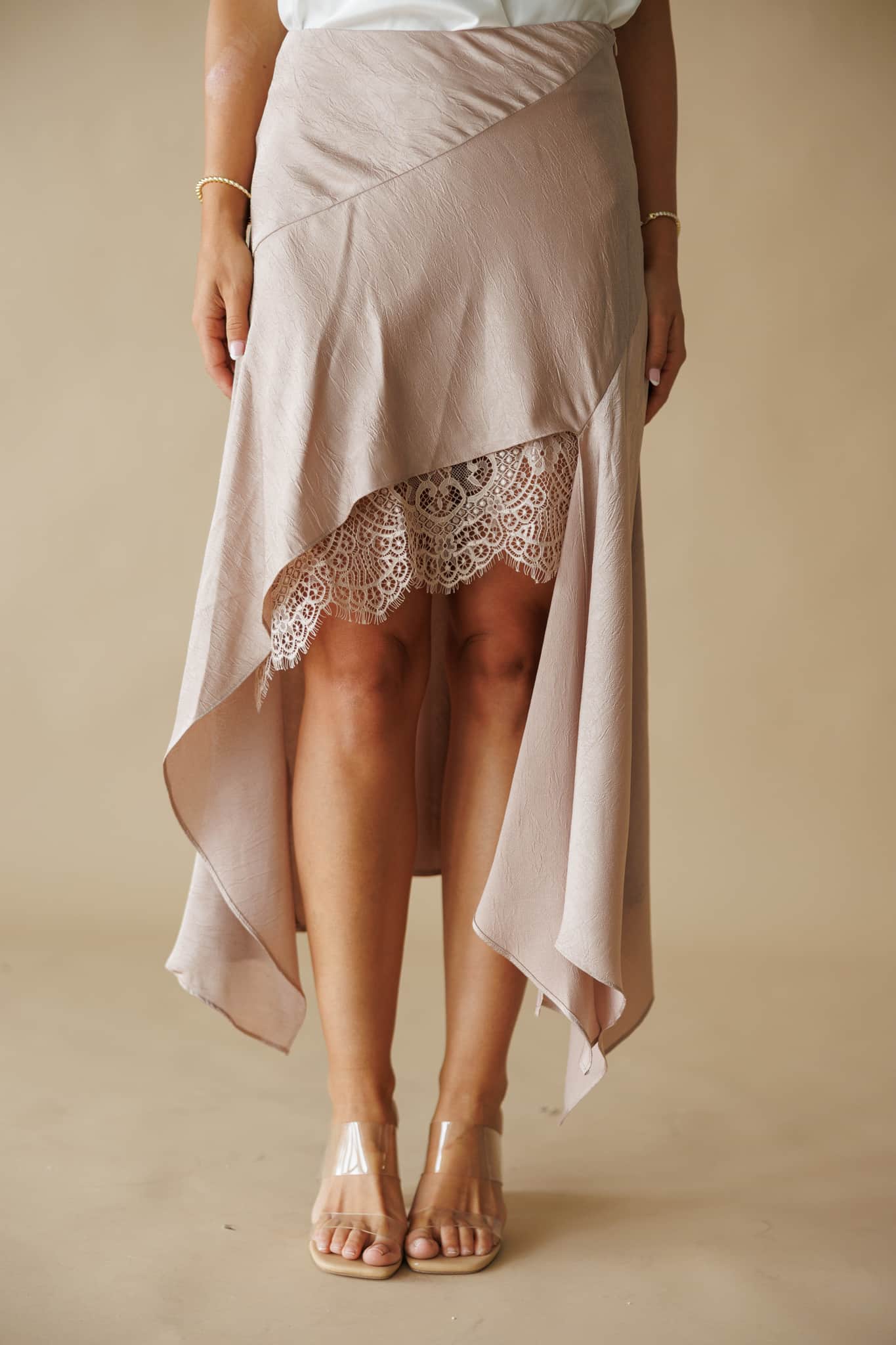 Silkshift Satin Lace Skirt