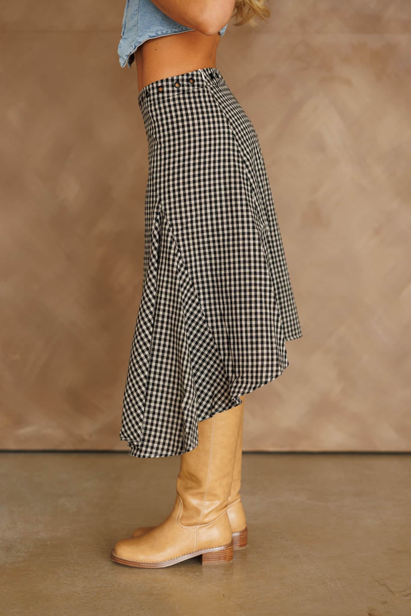 Gingham Asymmetrical Skirt