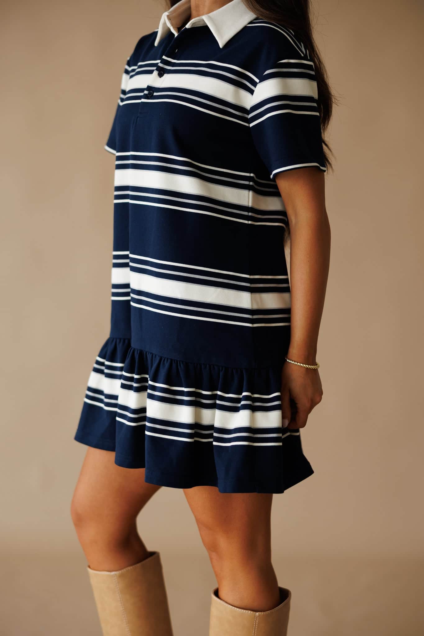 Navy Striped Rugby Mini Dress