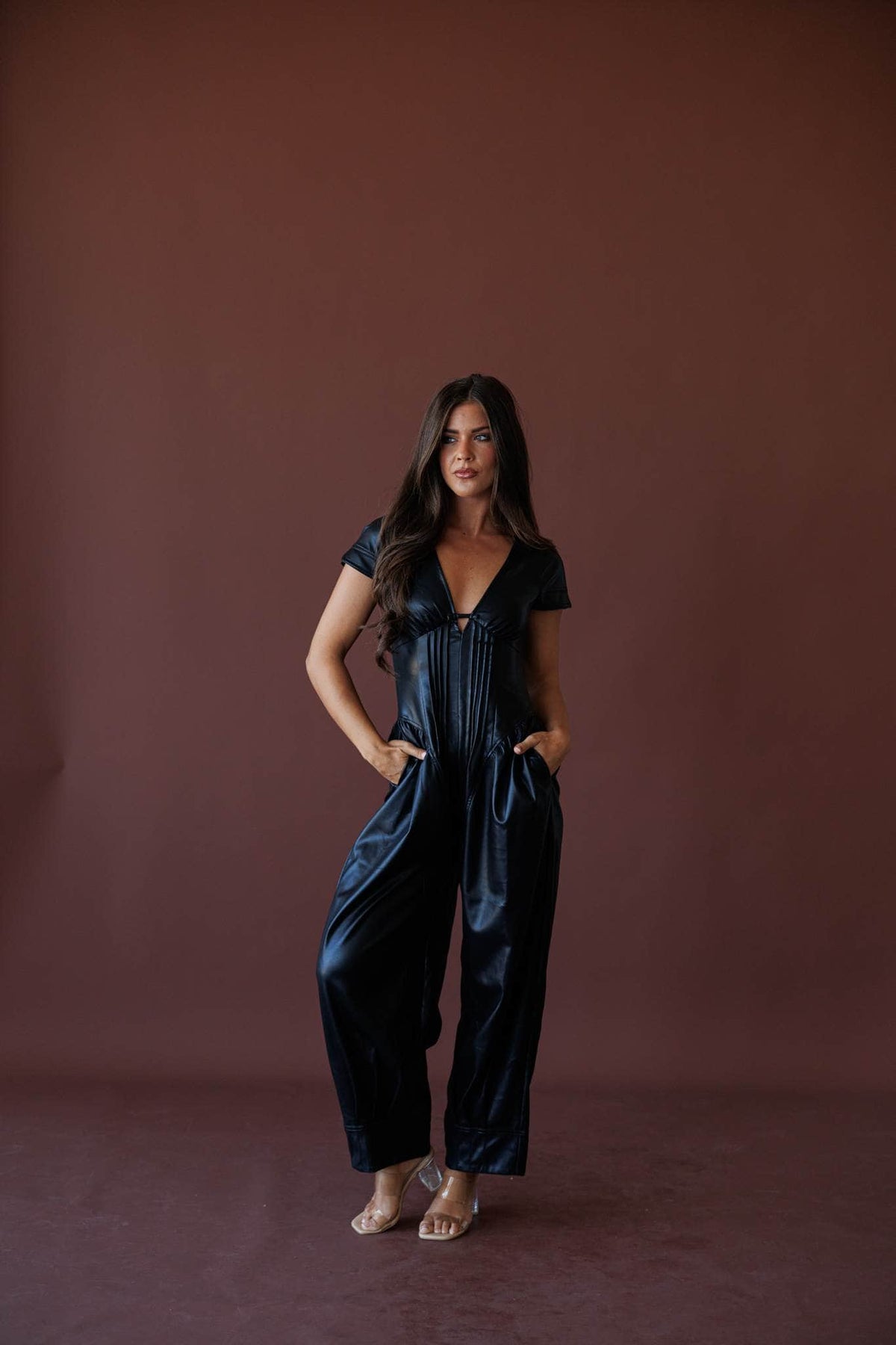 Faux leather jumpsuit