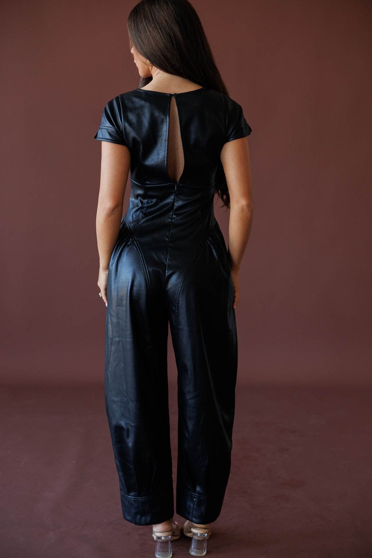 Faux leather jumpsuit