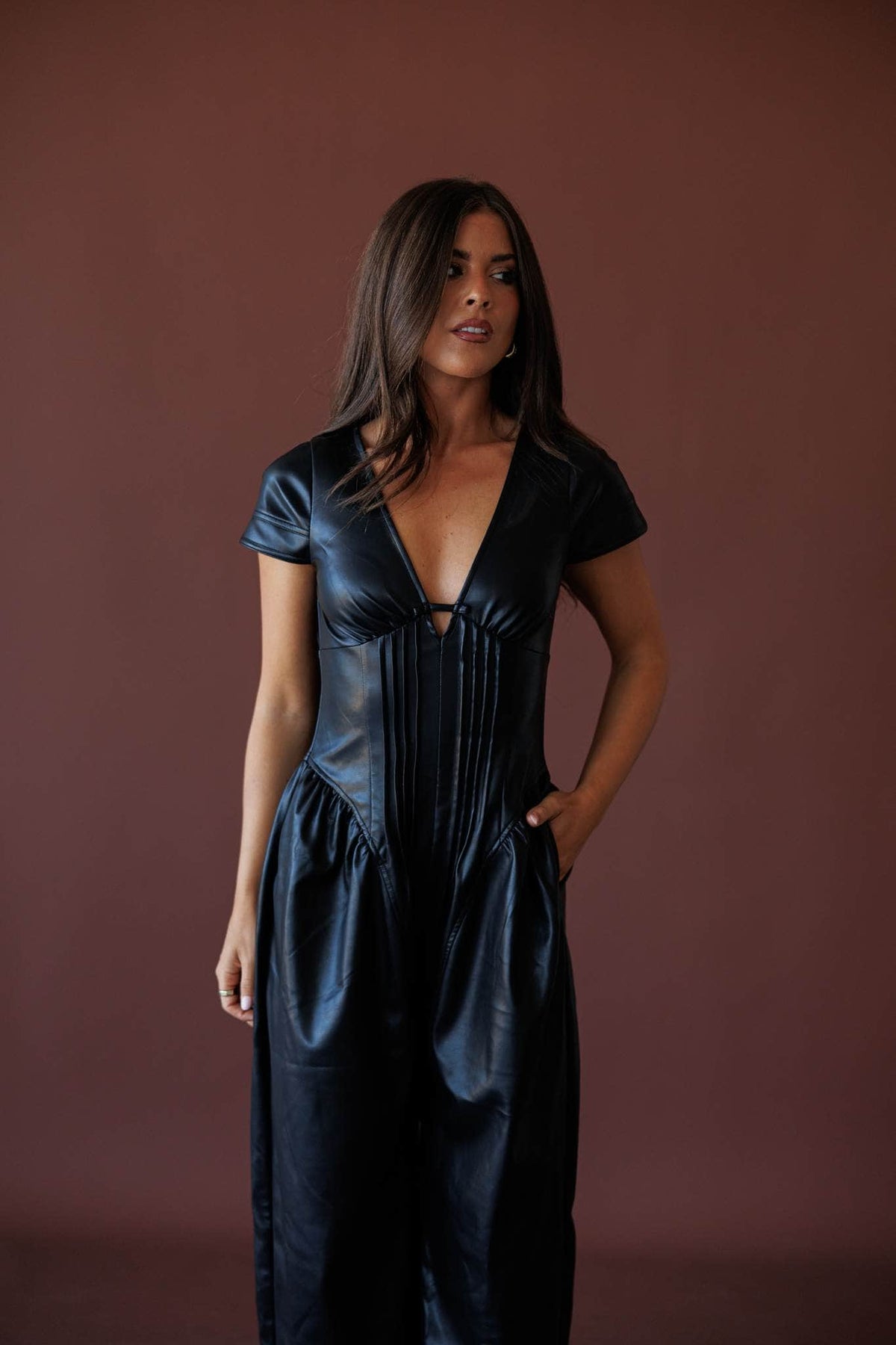 Faux leather jumpsuit