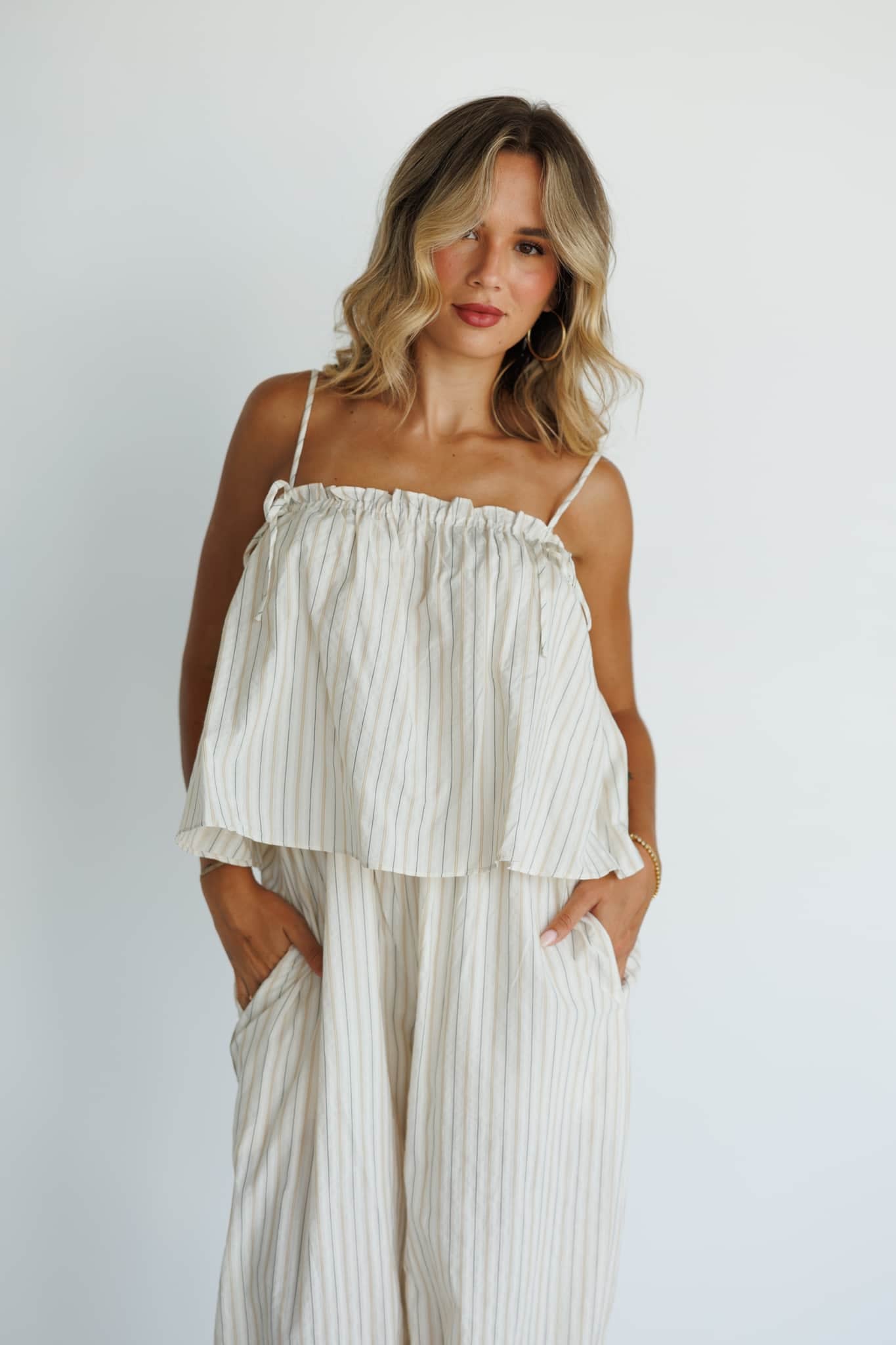 Striped Top Balloon Jumpsuit