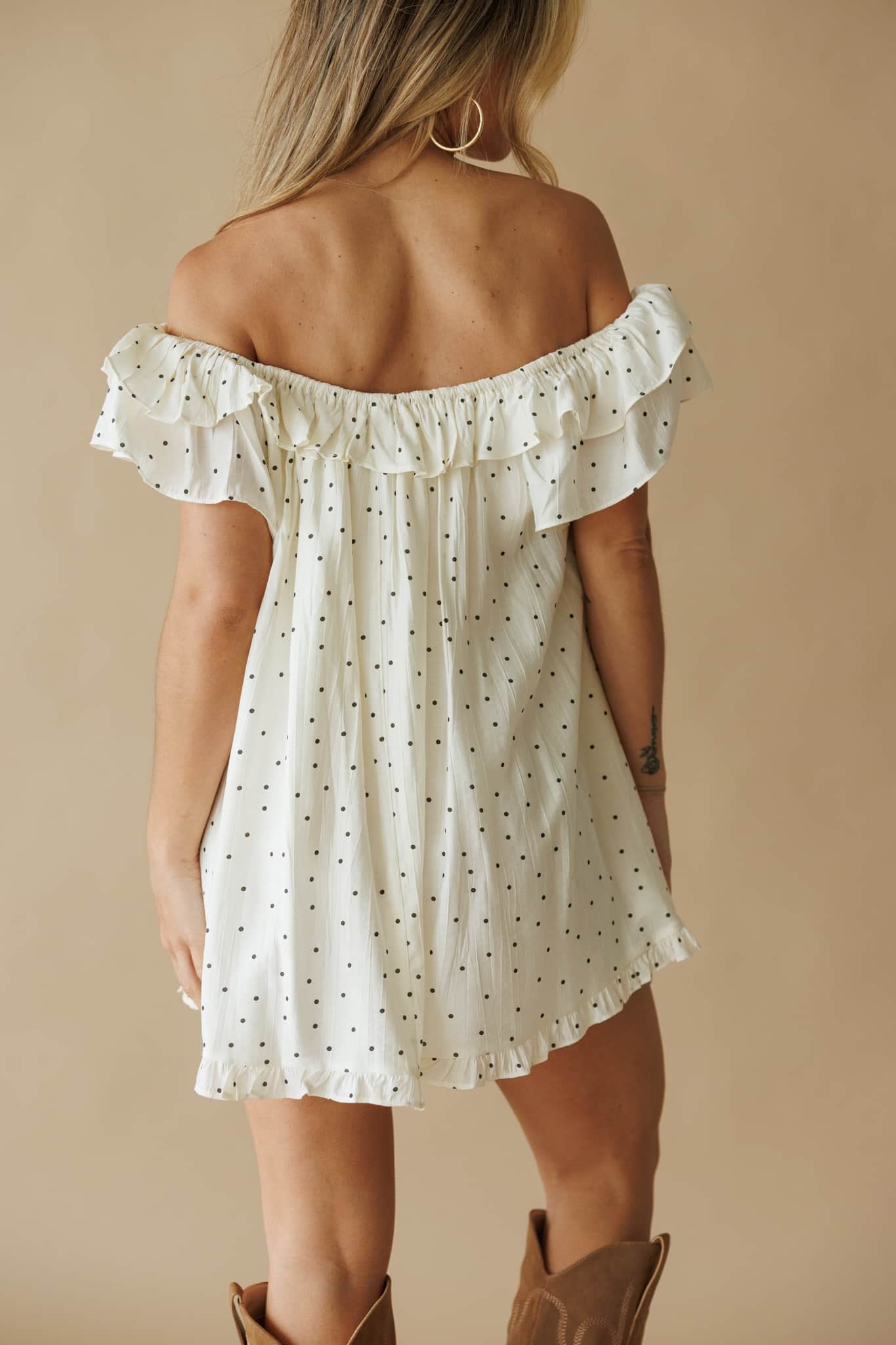 Ivory Polka Dot Babydoll Romper