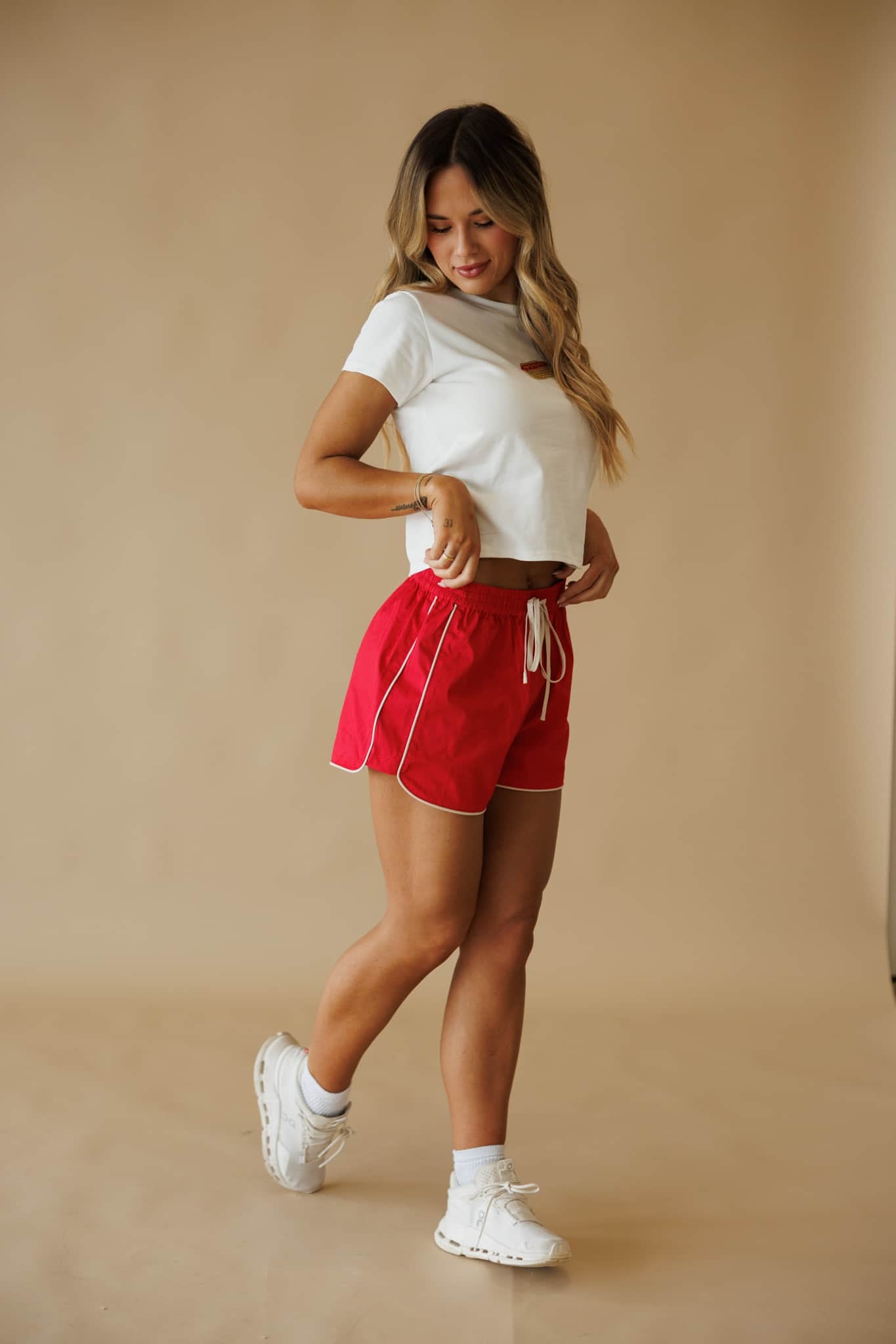 Red Sport Poplin Shorts