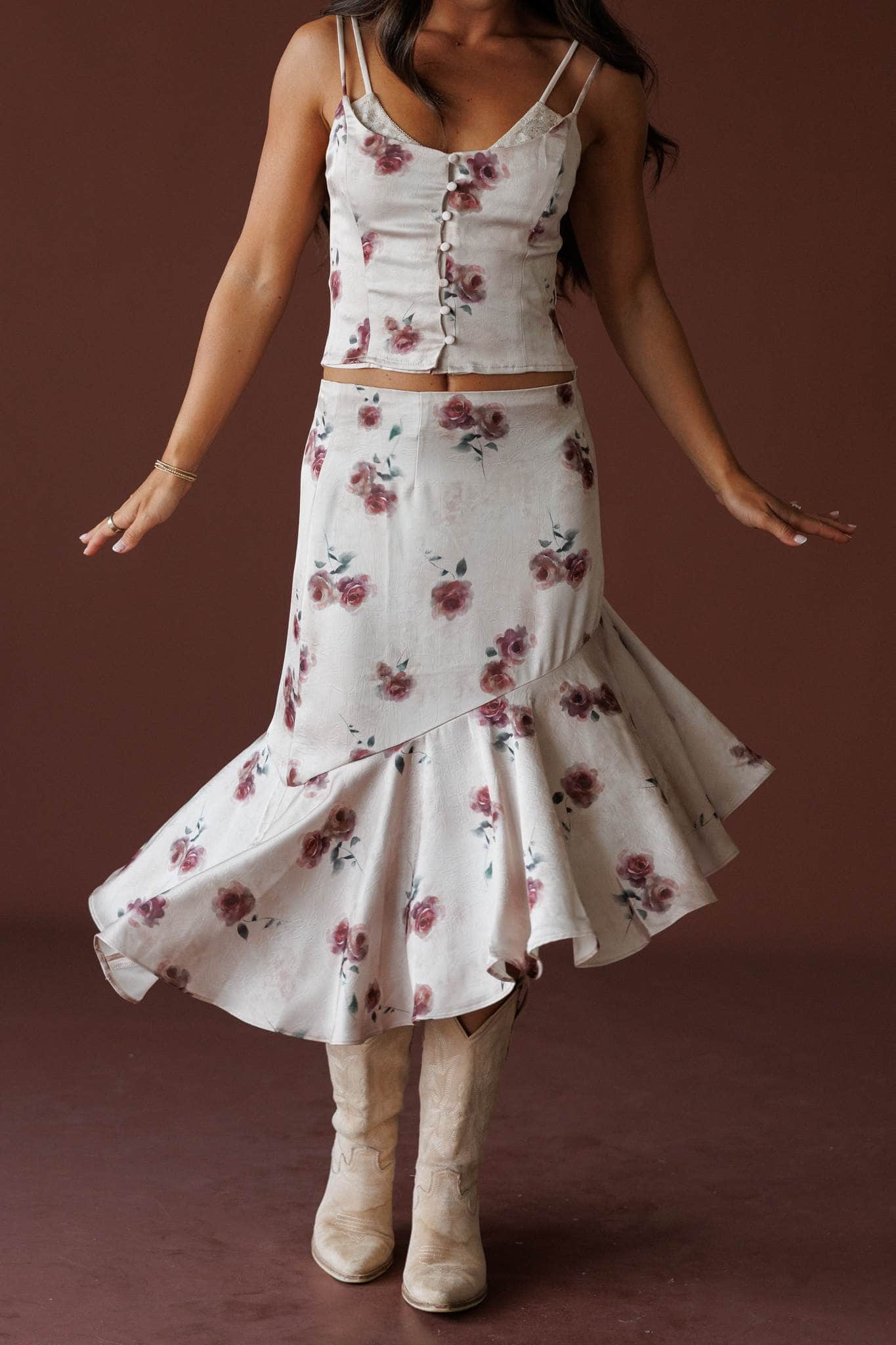 Private Garden Satin Skirt