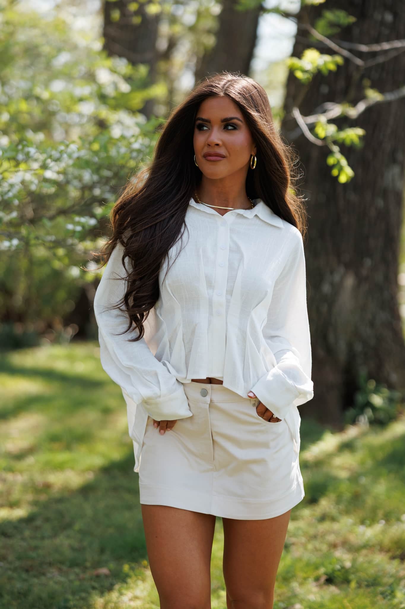 Pleated Batwing Sleeve Shirt