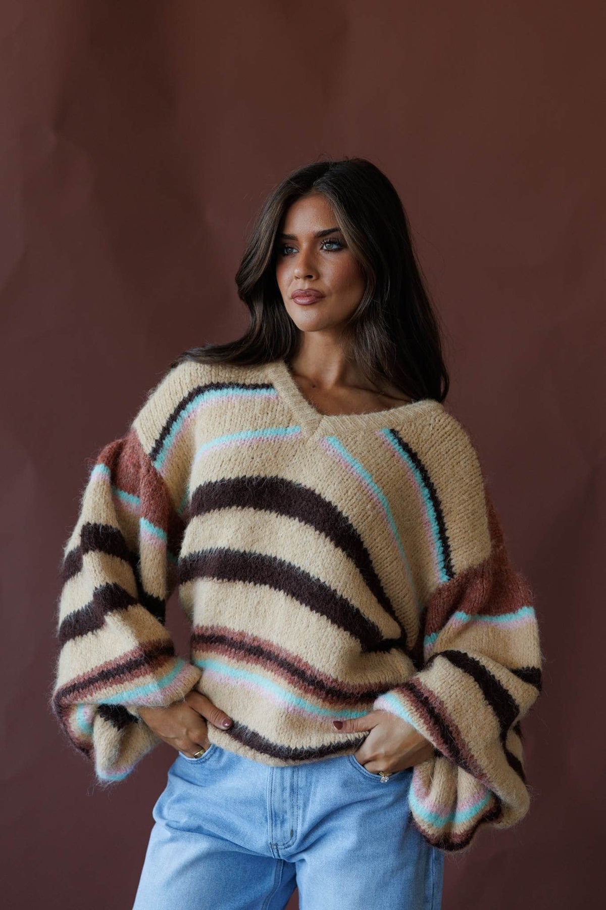 Taupe multi knit sweater