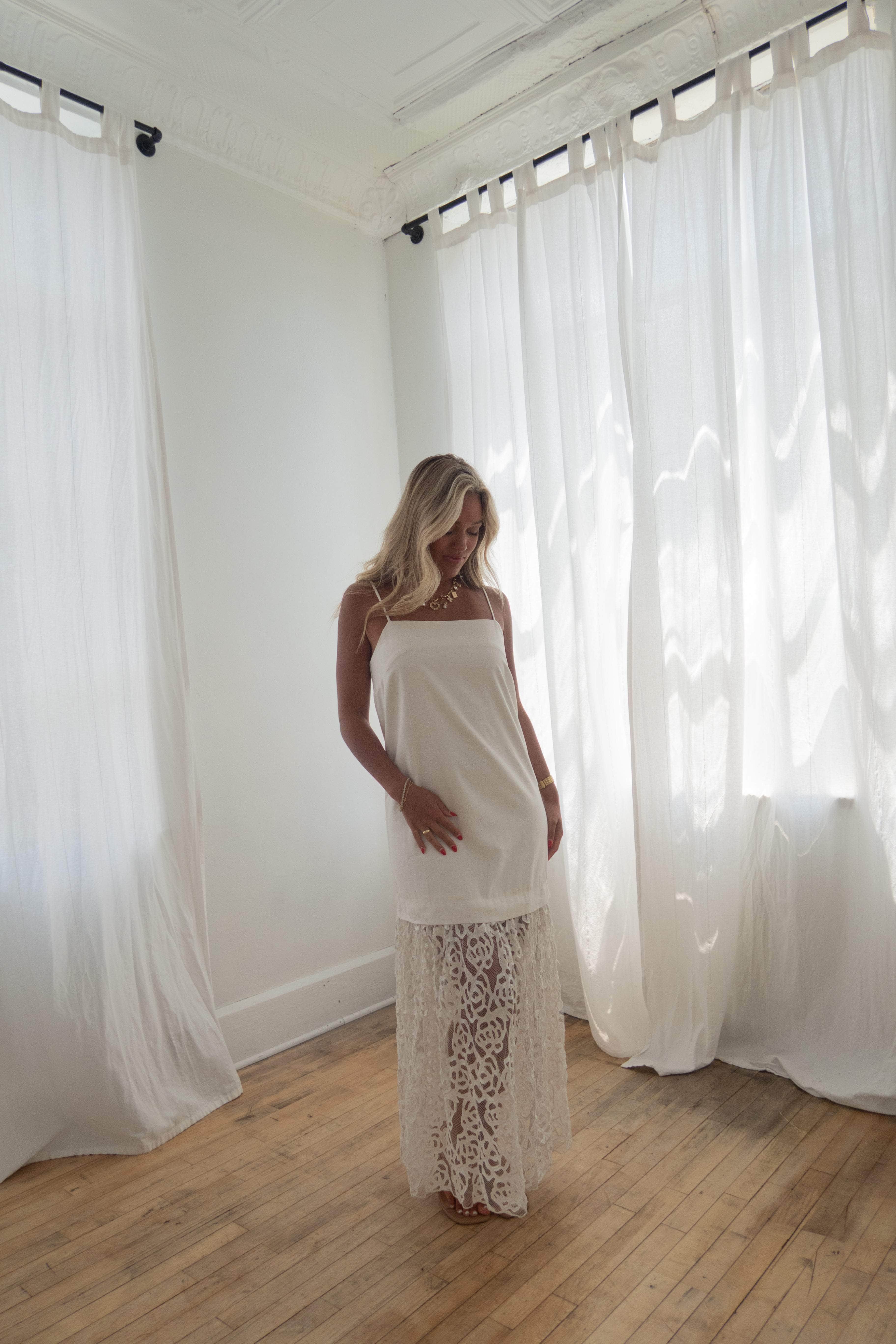 Ivory Rosette Midi Dress