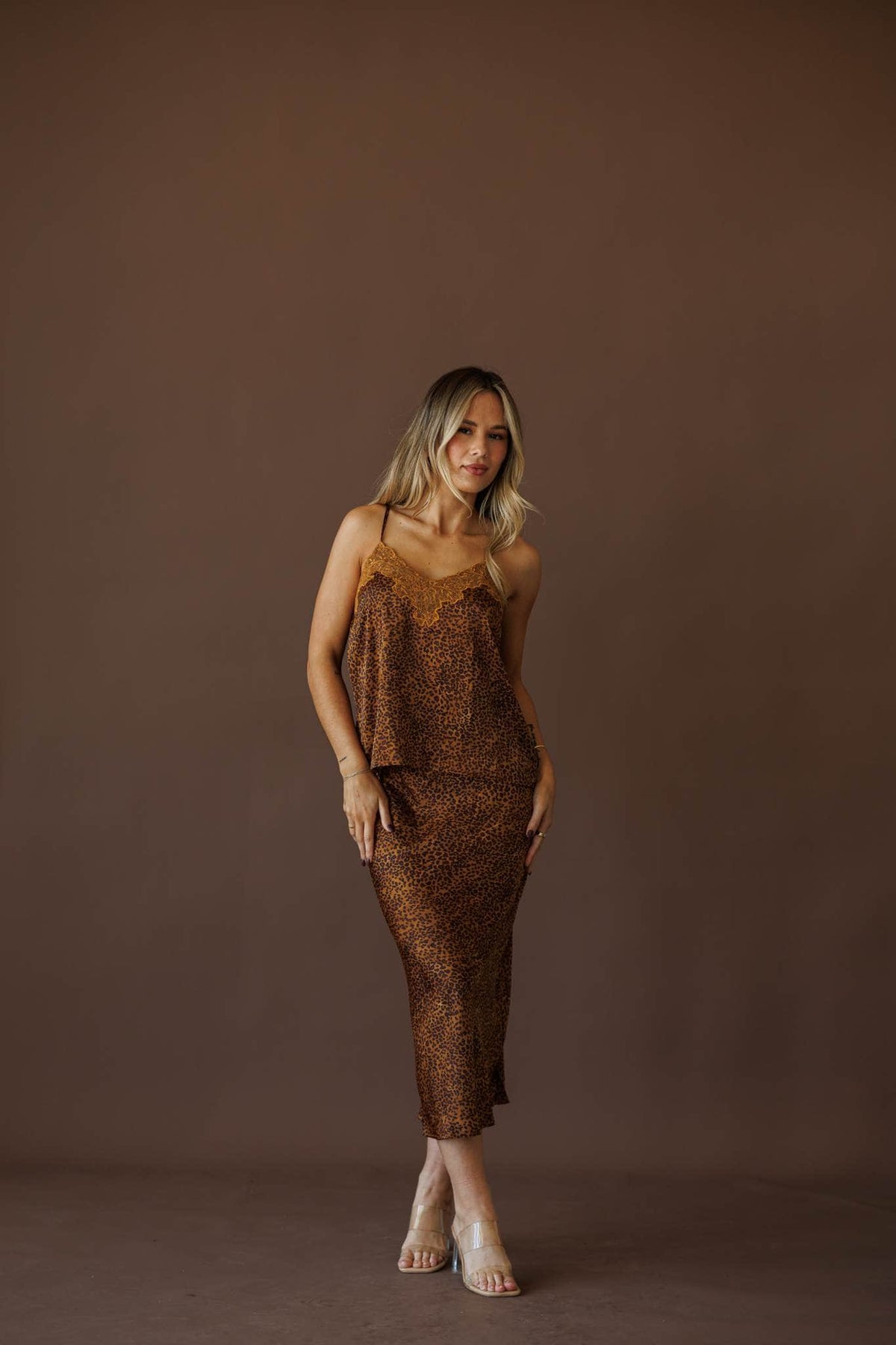 Cheetah print midi skirt