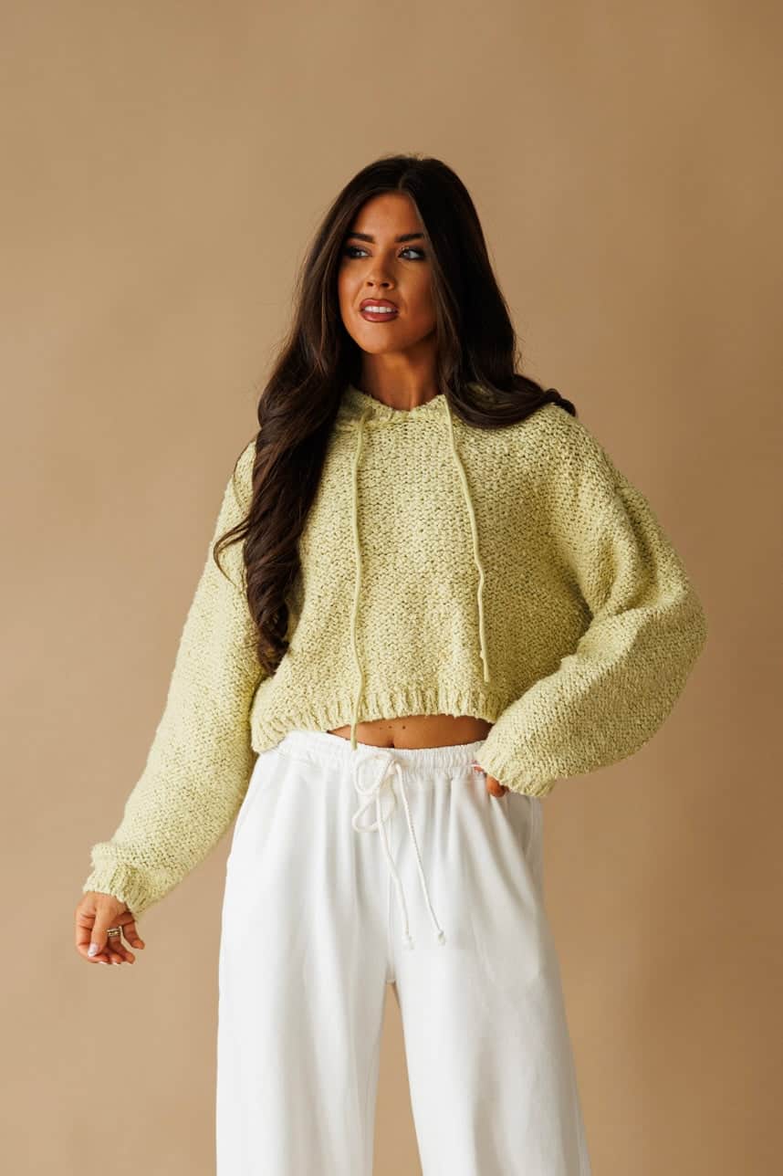 Lime Knit Pullover Hoodie