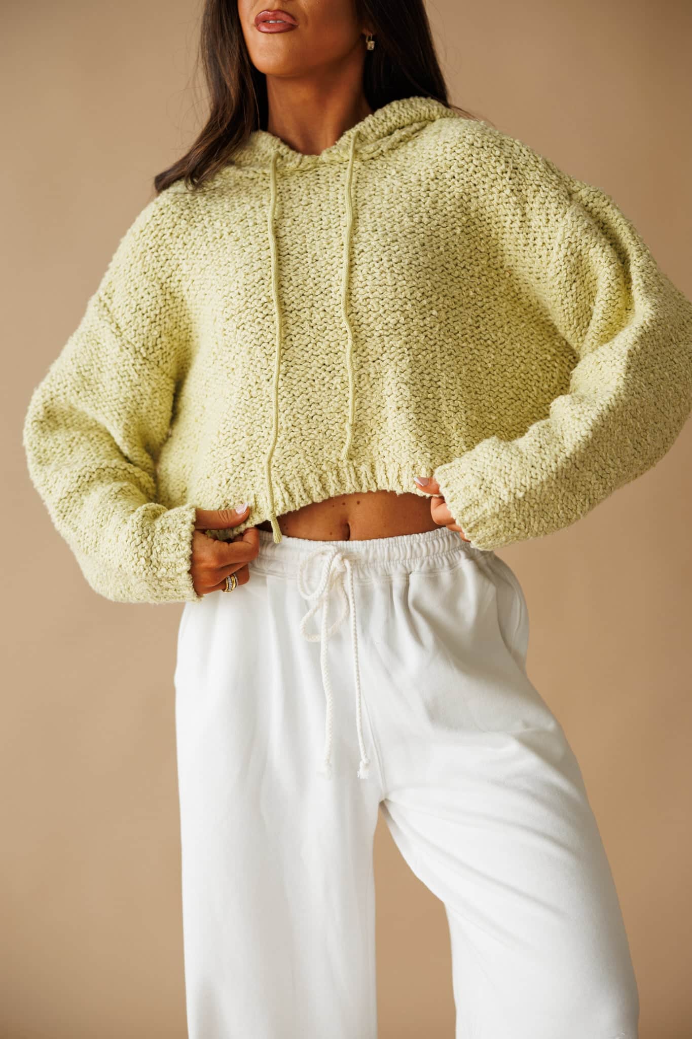 Lime Knit Pullover Hoodie