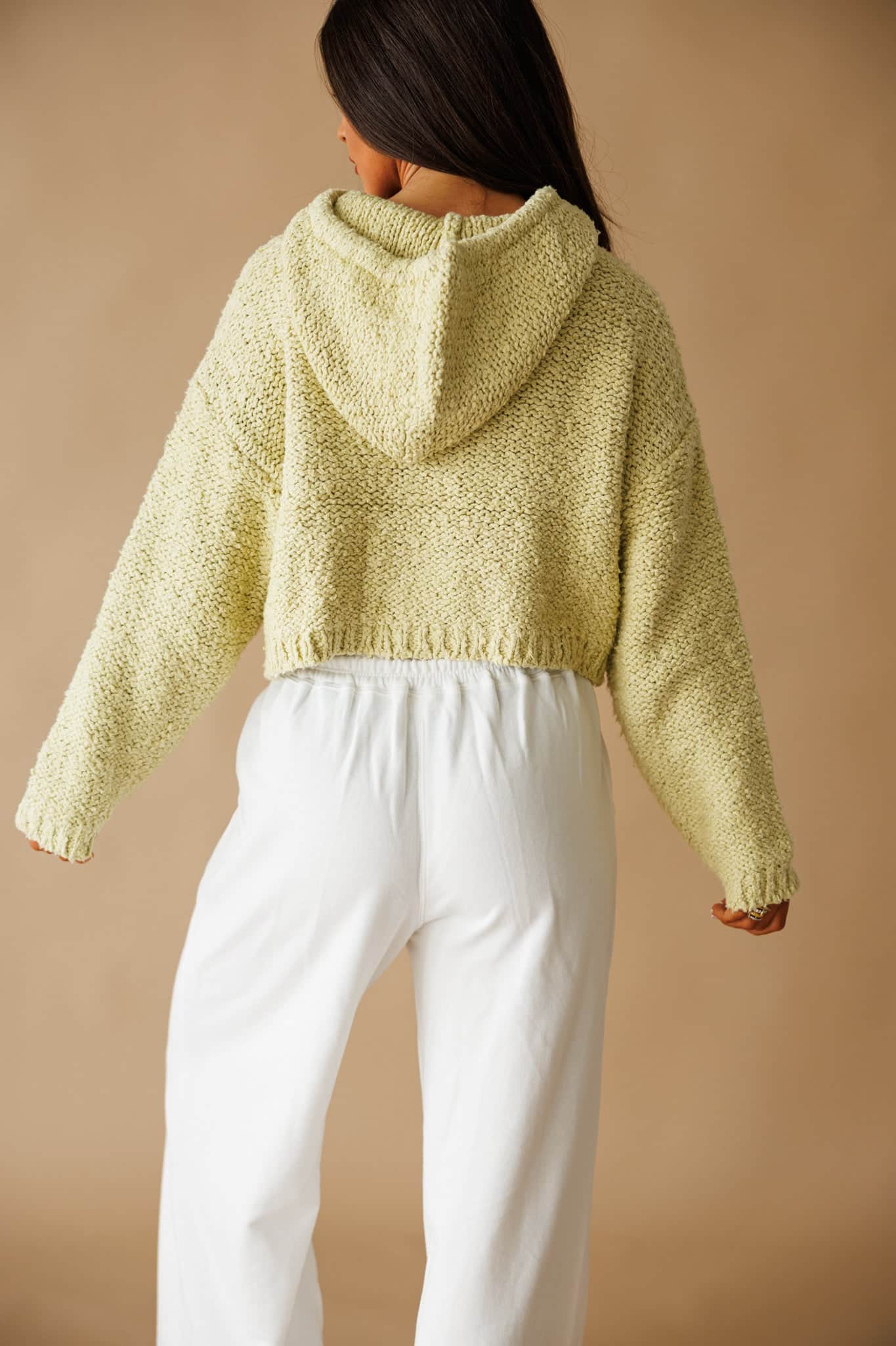 Lime Knit Pullover Hoodie
