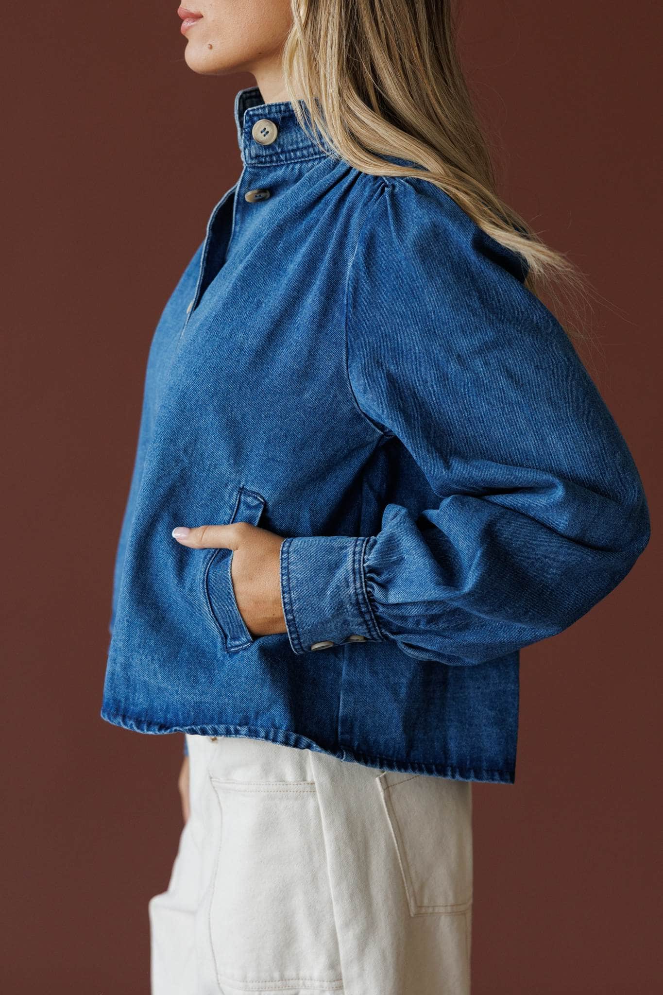 Puff Sleeve Denim Jacket