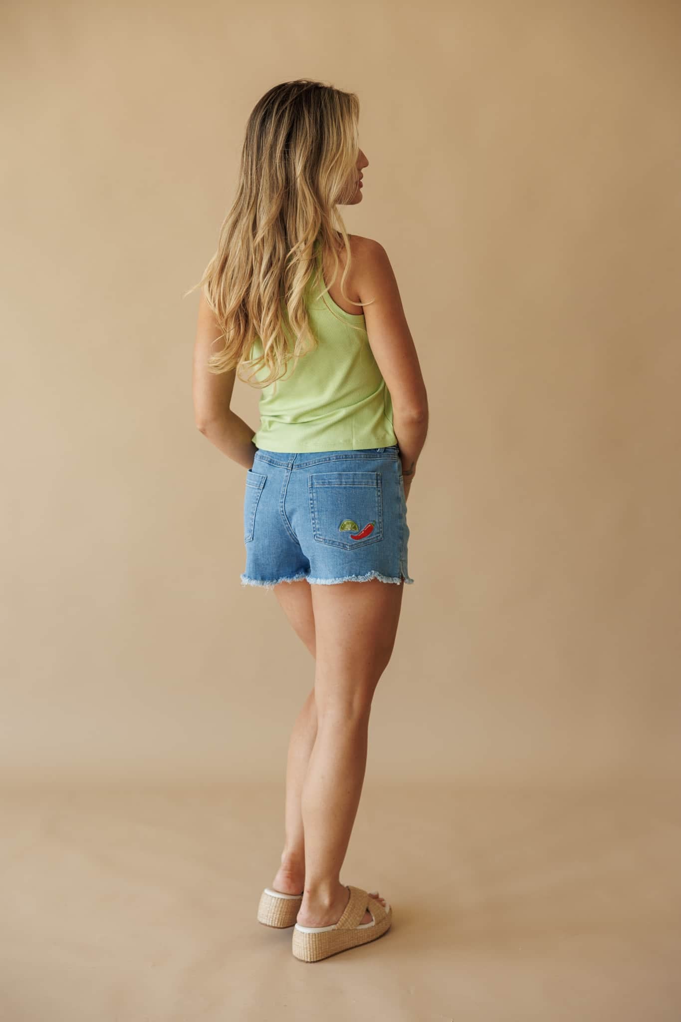 Chili Embroidered Denim Shorts