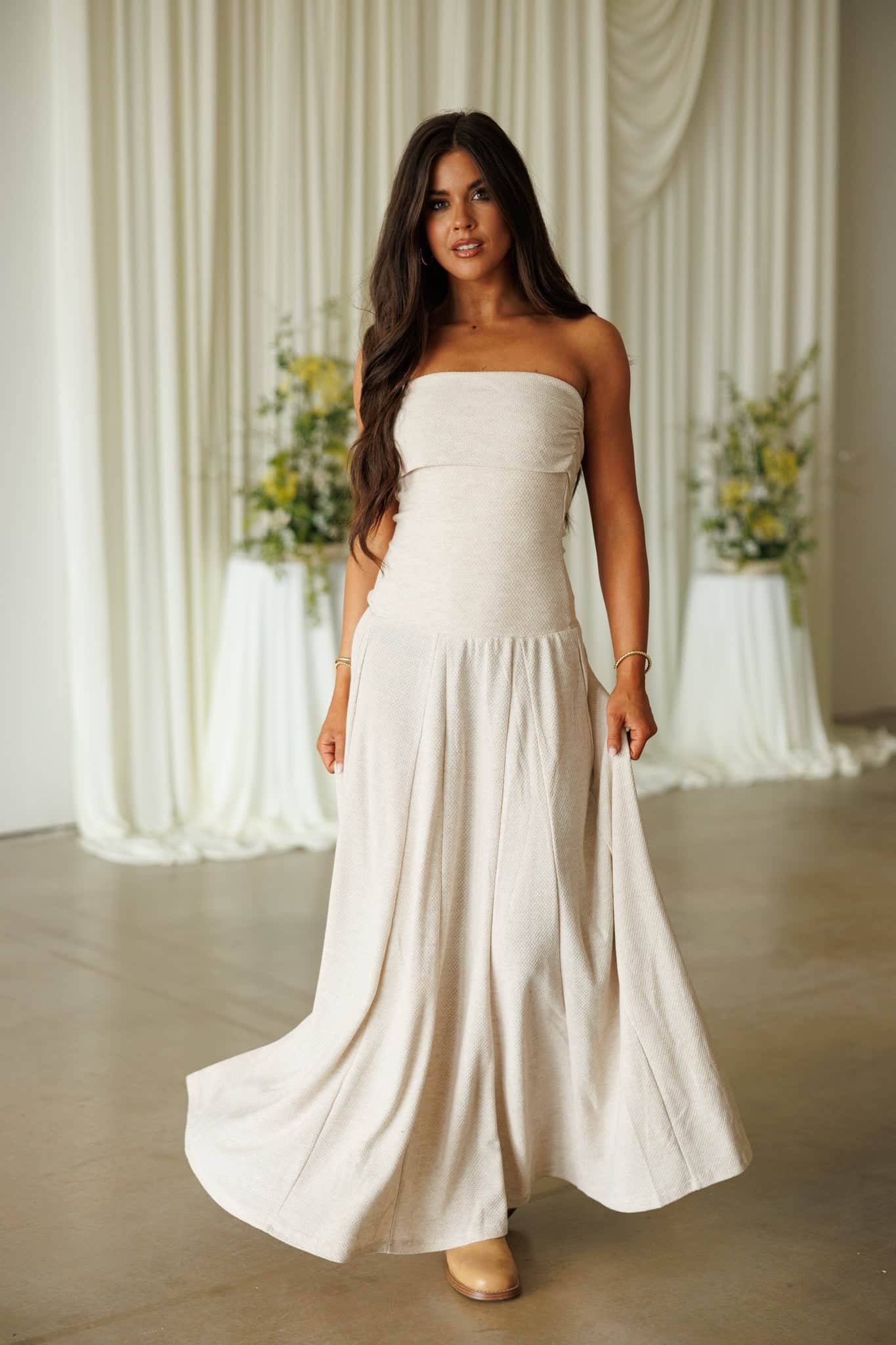 Oatmeal Tube Maxi Dress