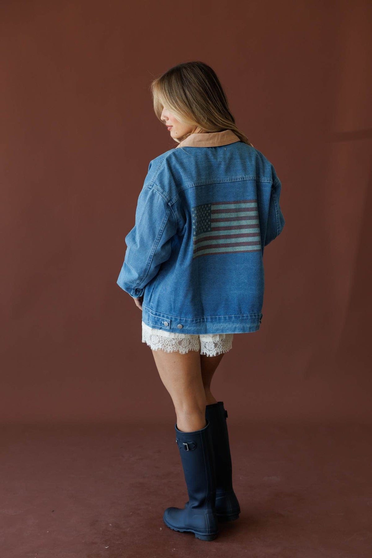 Denim and taupe jacket