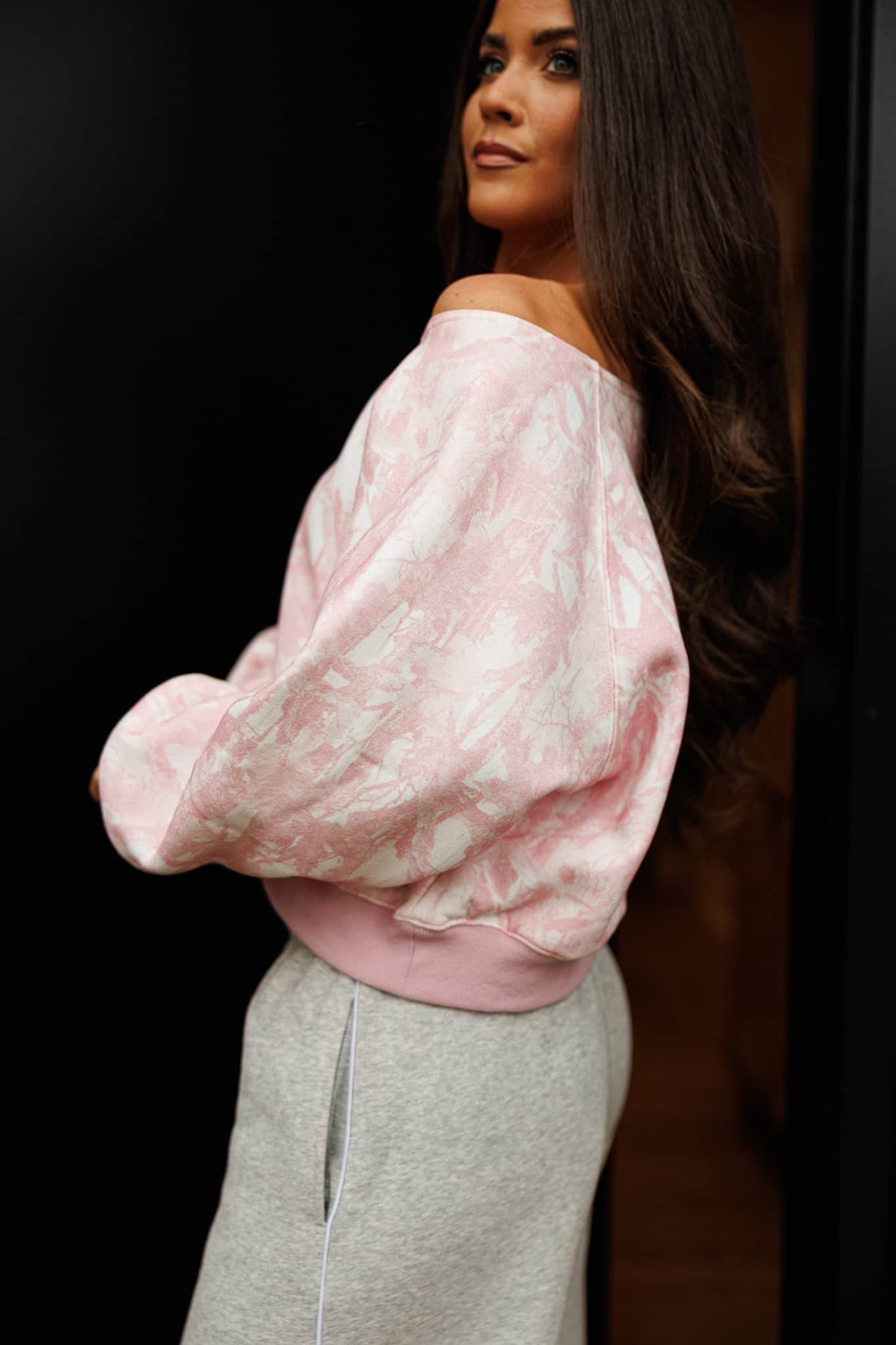 Pink Camo Print Off Shoulder Top