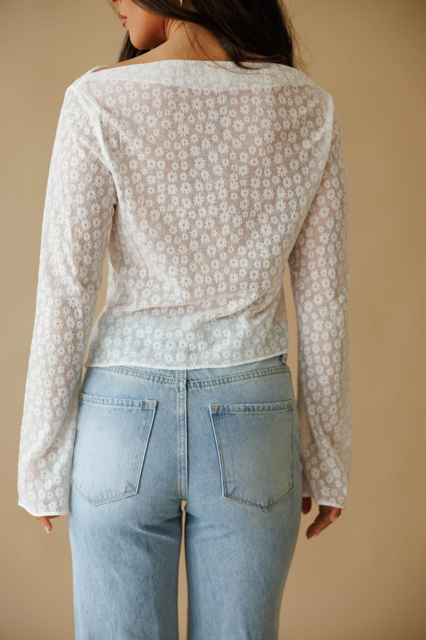 Sheer Floral Boatneck Top