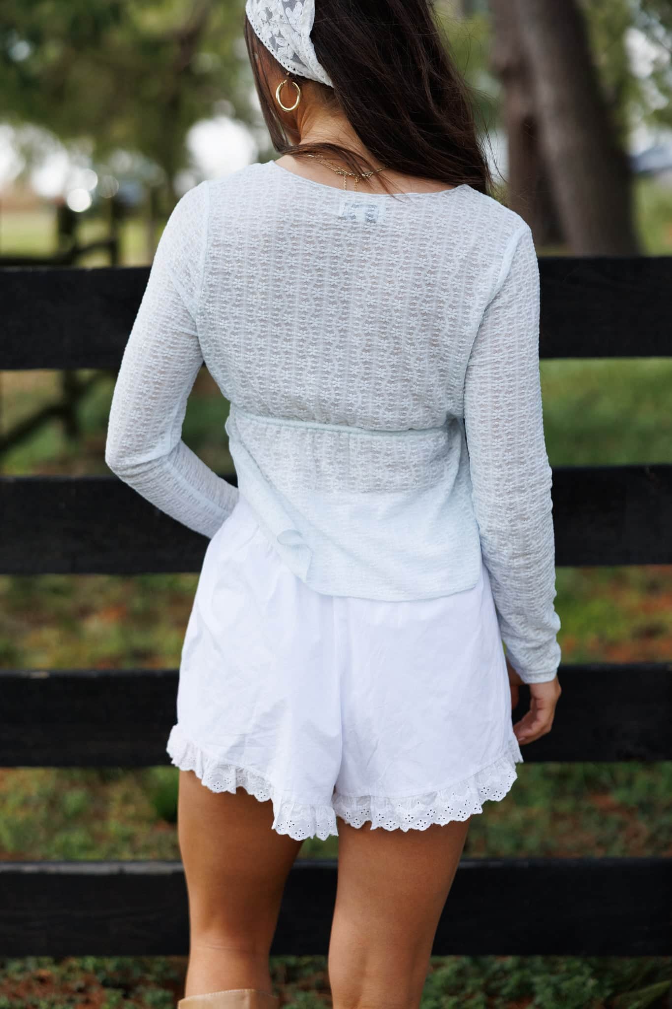 Sky Blue Lace Tie Top