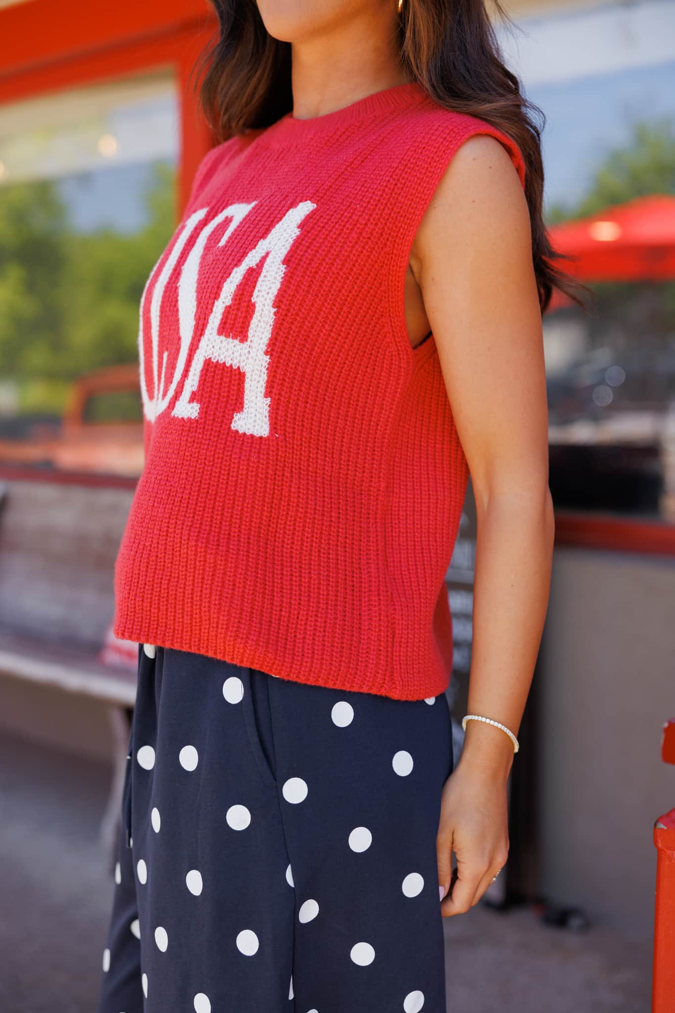 Red USA Sweater Top