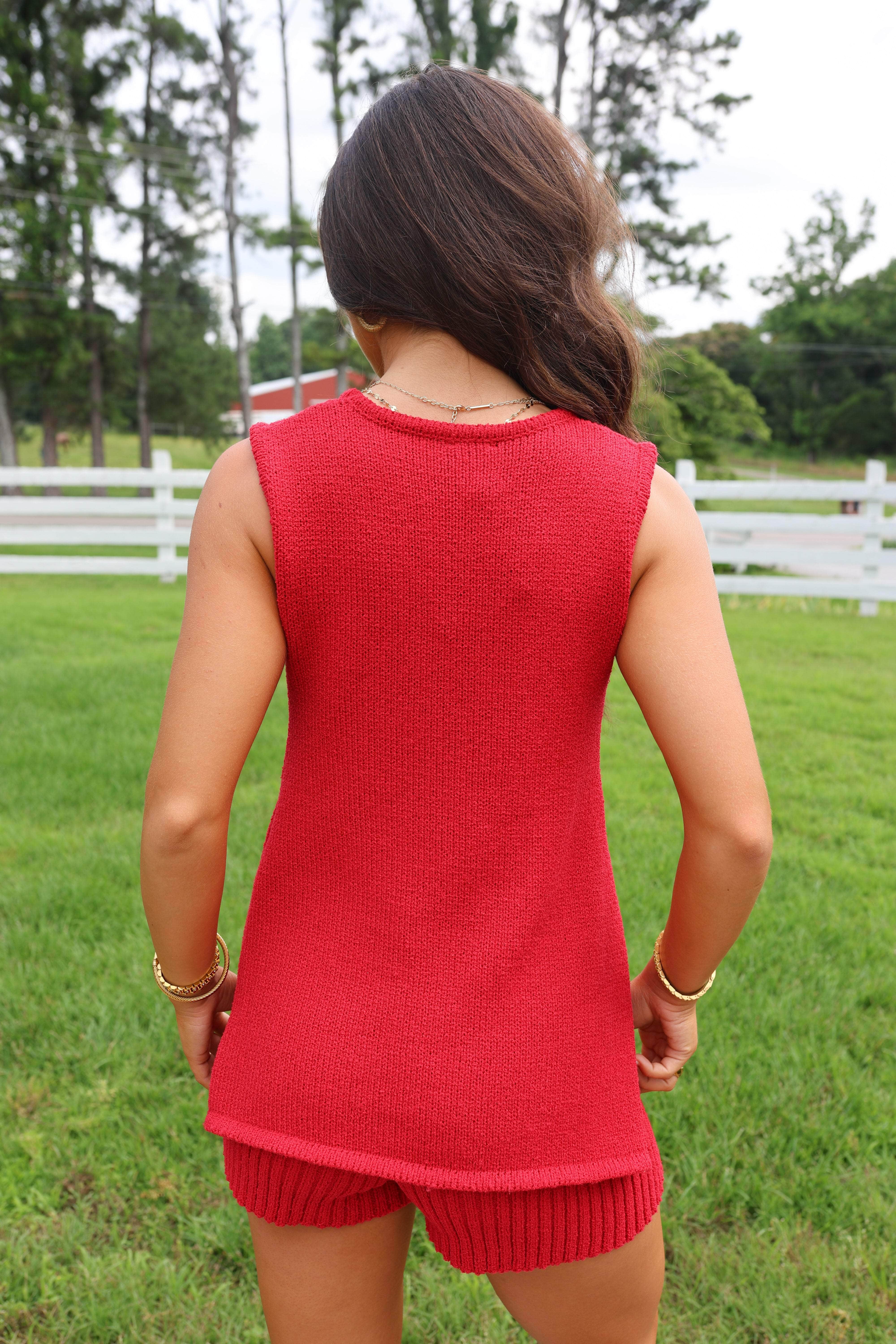 Red Knit Sweater Tank
