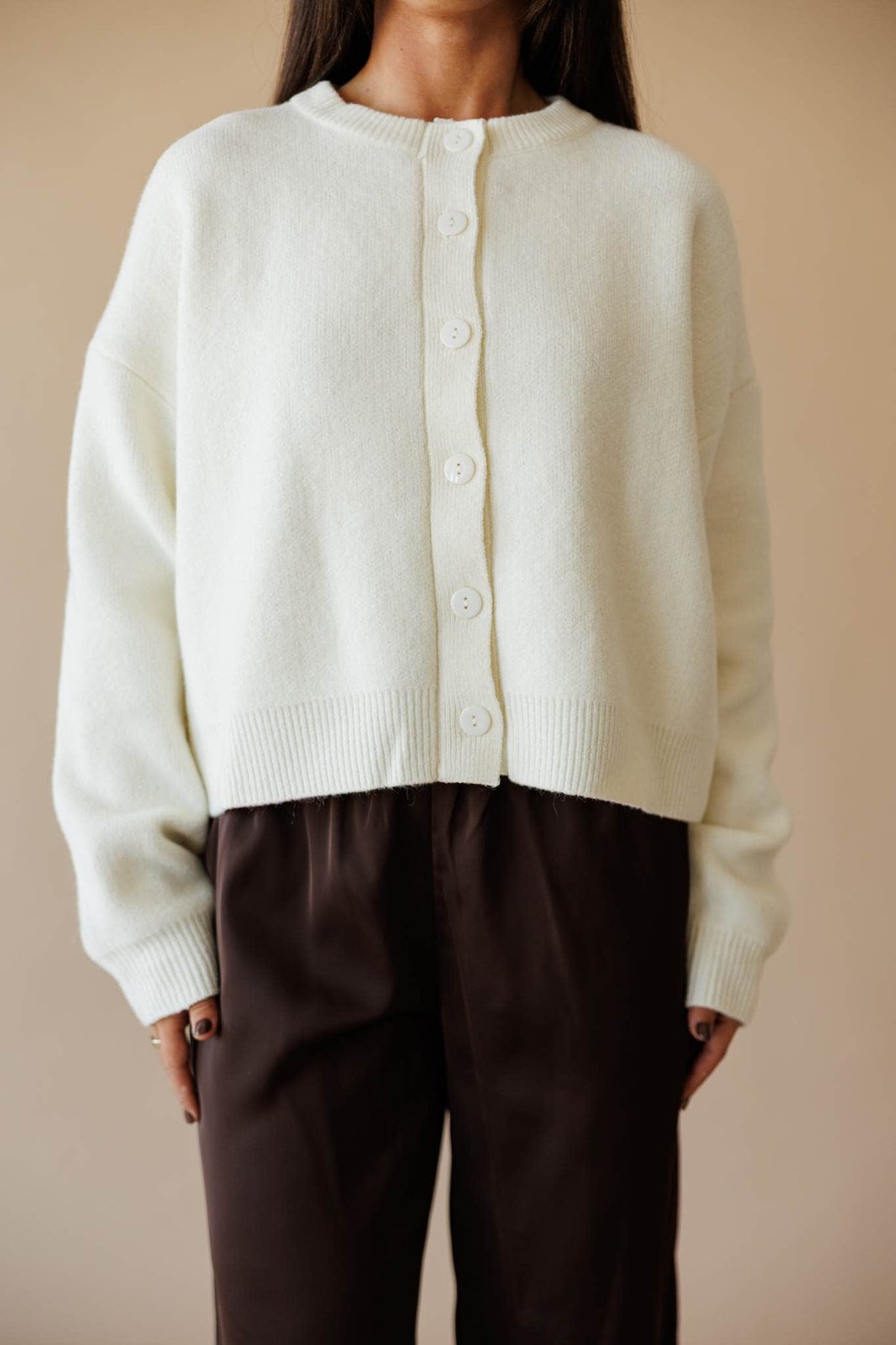 Forest green button front cardigan